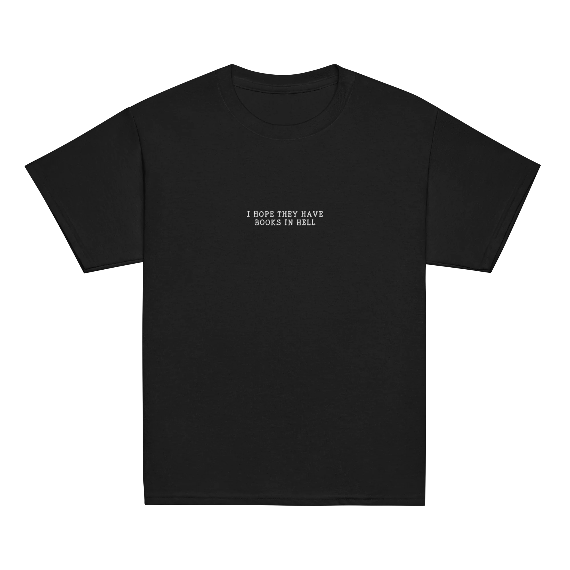 I Hope They Have Books in Hell Embroidered Baby Tee