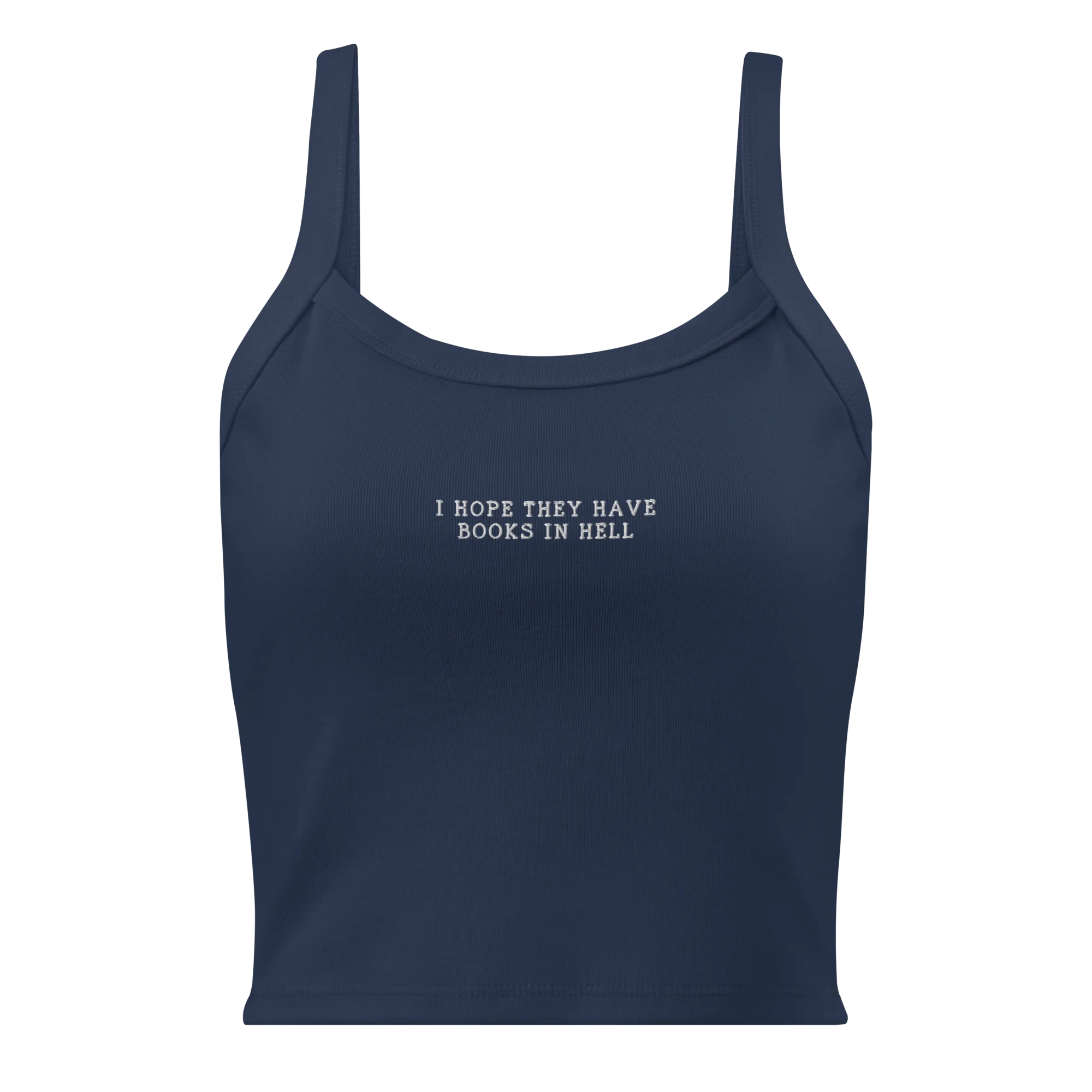 I Hope They Have Books in Hell Rib Embroidered Tank Top - Image 6
