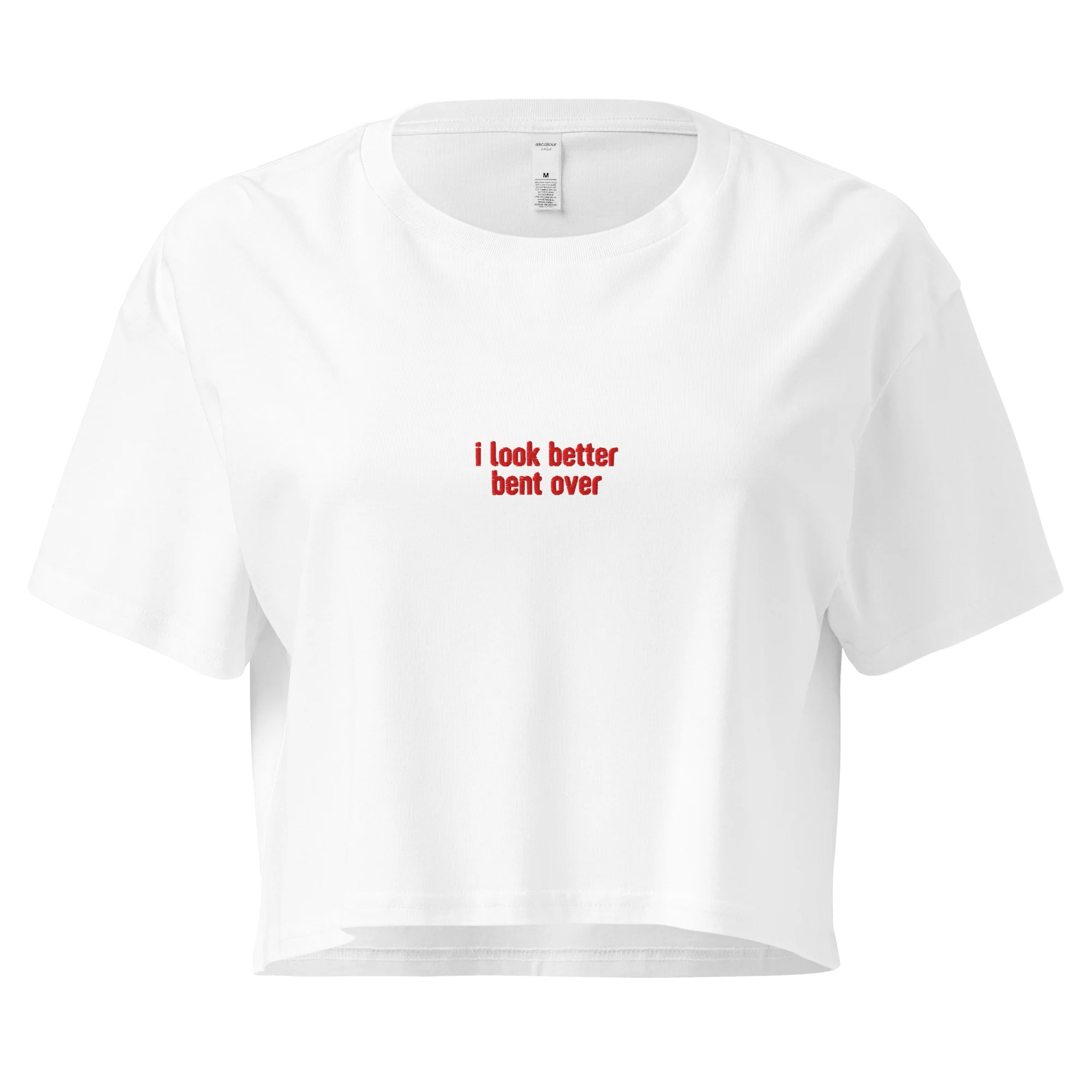 I Look Better Bent Over Embroidered Crop Tee - Image 4
