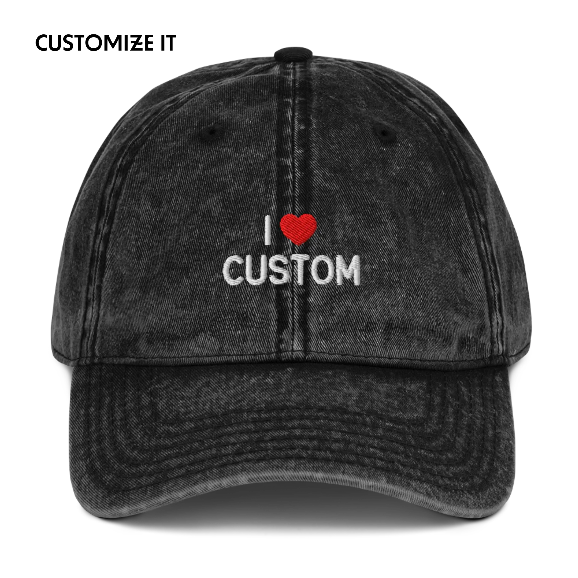 I Love (CUSTOM) Embroidered Vintage Cap