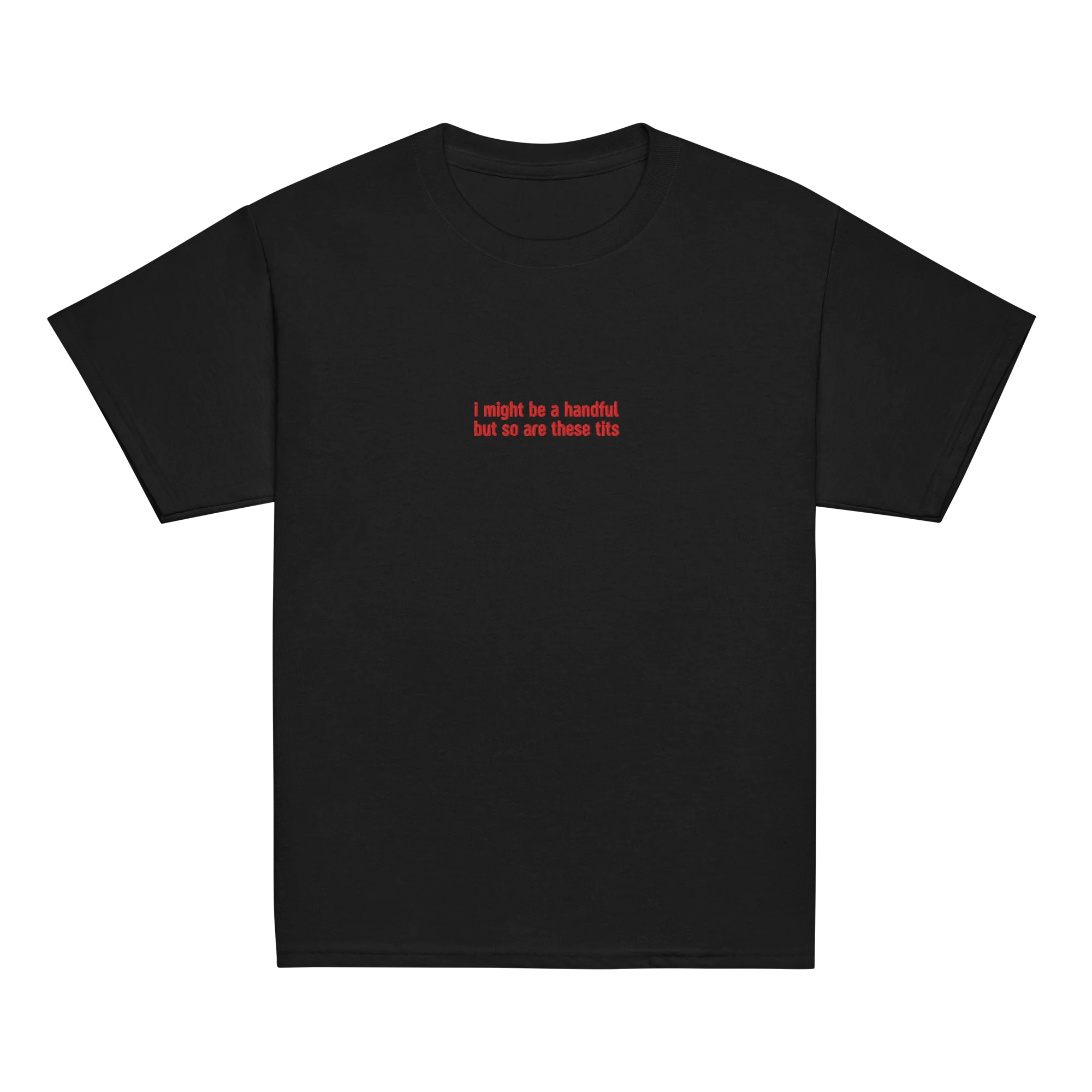 I Might Be a Handful So Are These Tits Embroidered Baby Tee - Image 10