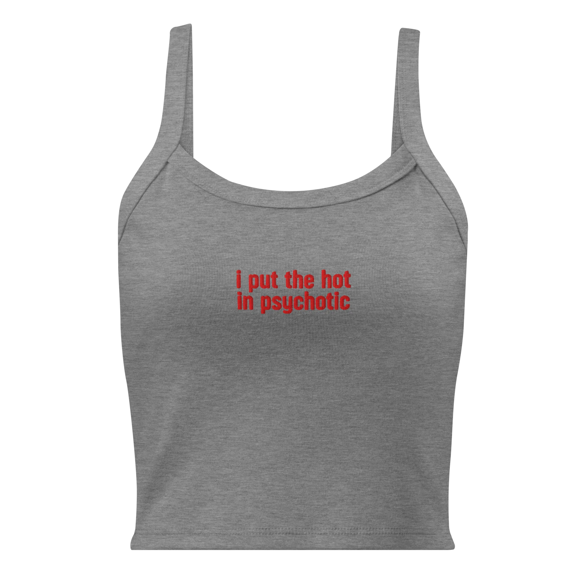I Put the Hot in Psychotic Rib Embroidered Tank Top - Image 7