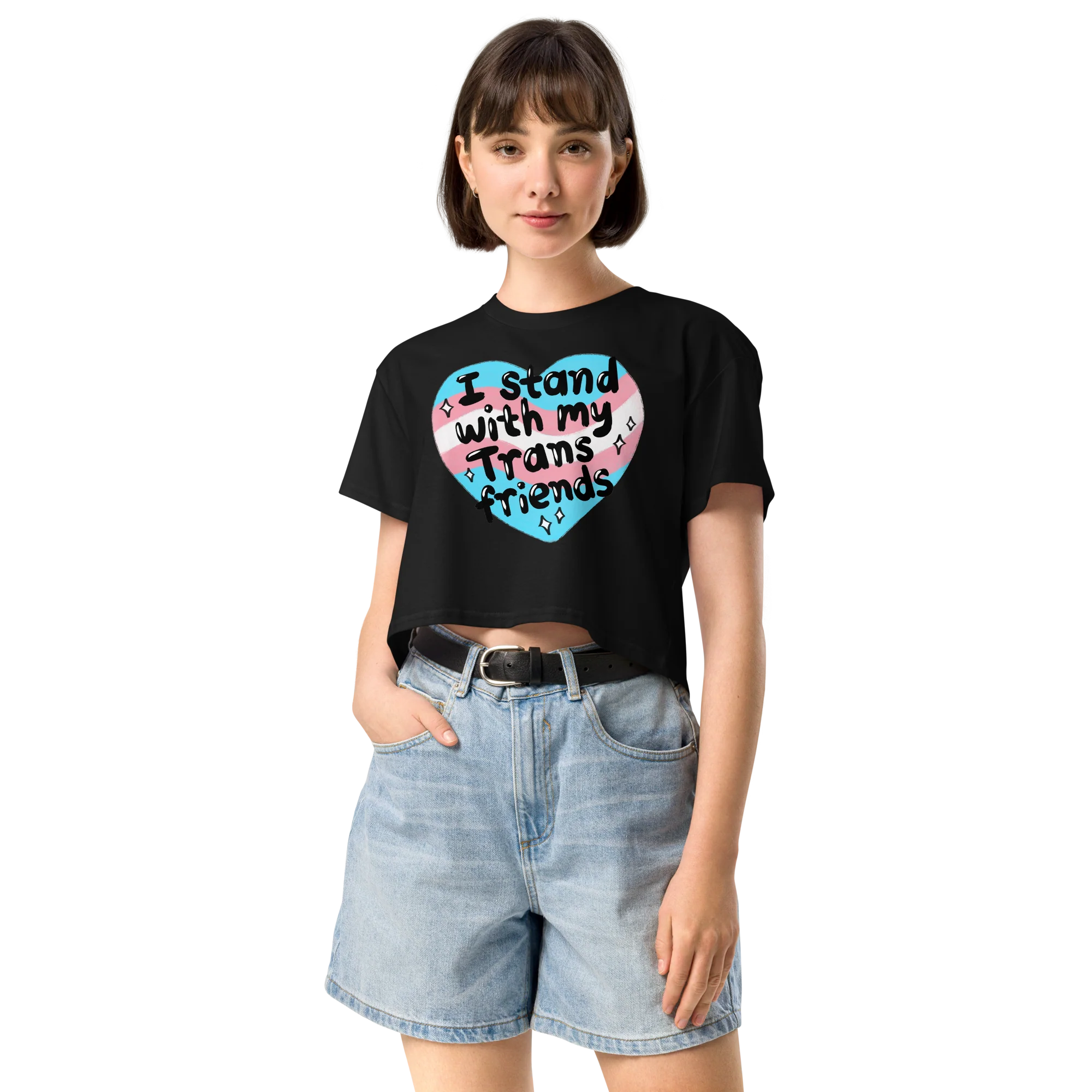 I Stand With My Trans Friends Pride Crop Tee - Image 2