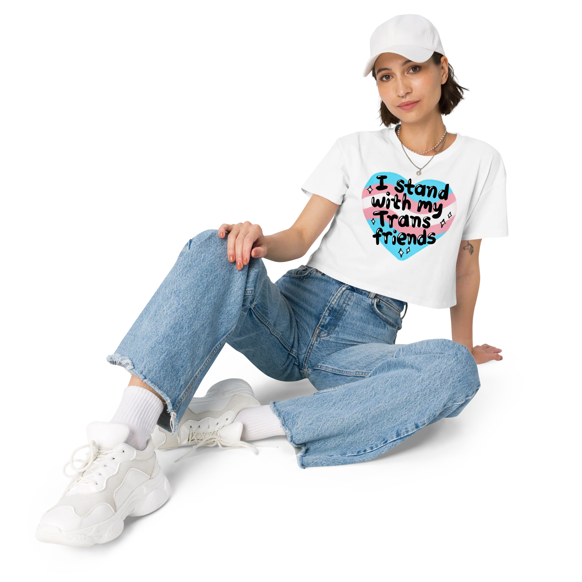 I Stand With My Trans Friends Pride Crop Tee - Image 5