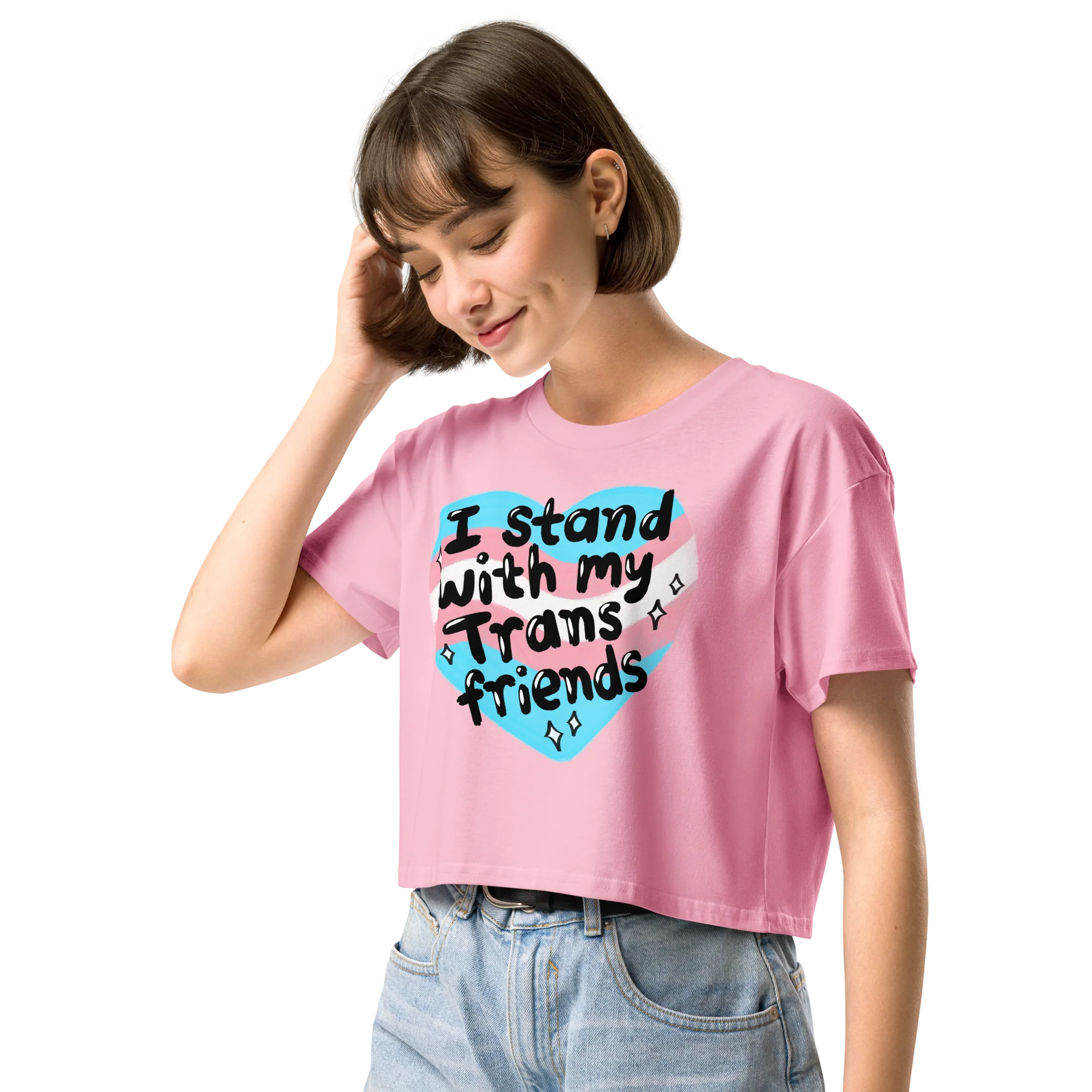 I Stand With My Trans Friends Pride Crop Tee - Image 6