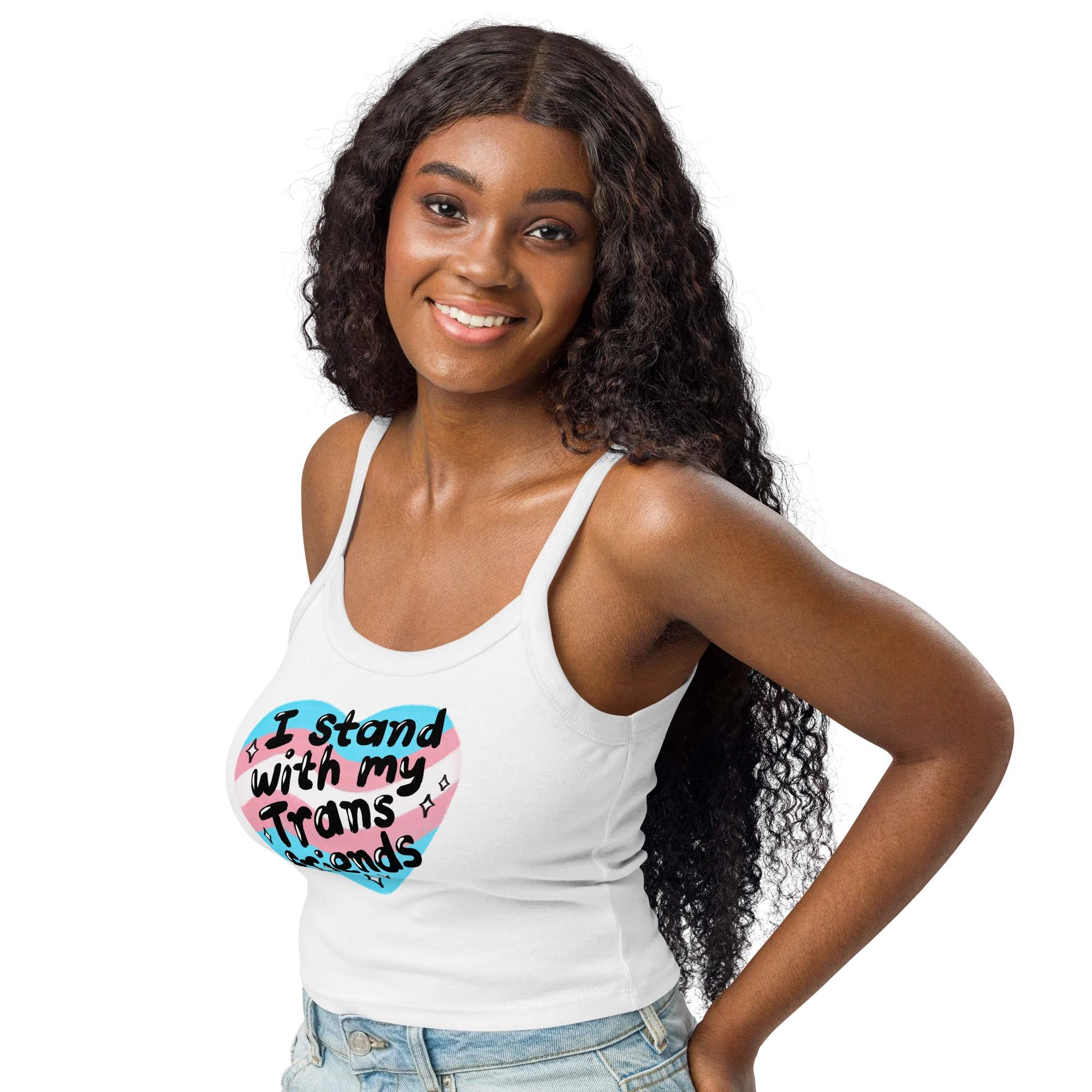 I Stand With My Trans Friends Pride Rib Tank Top - Image 2