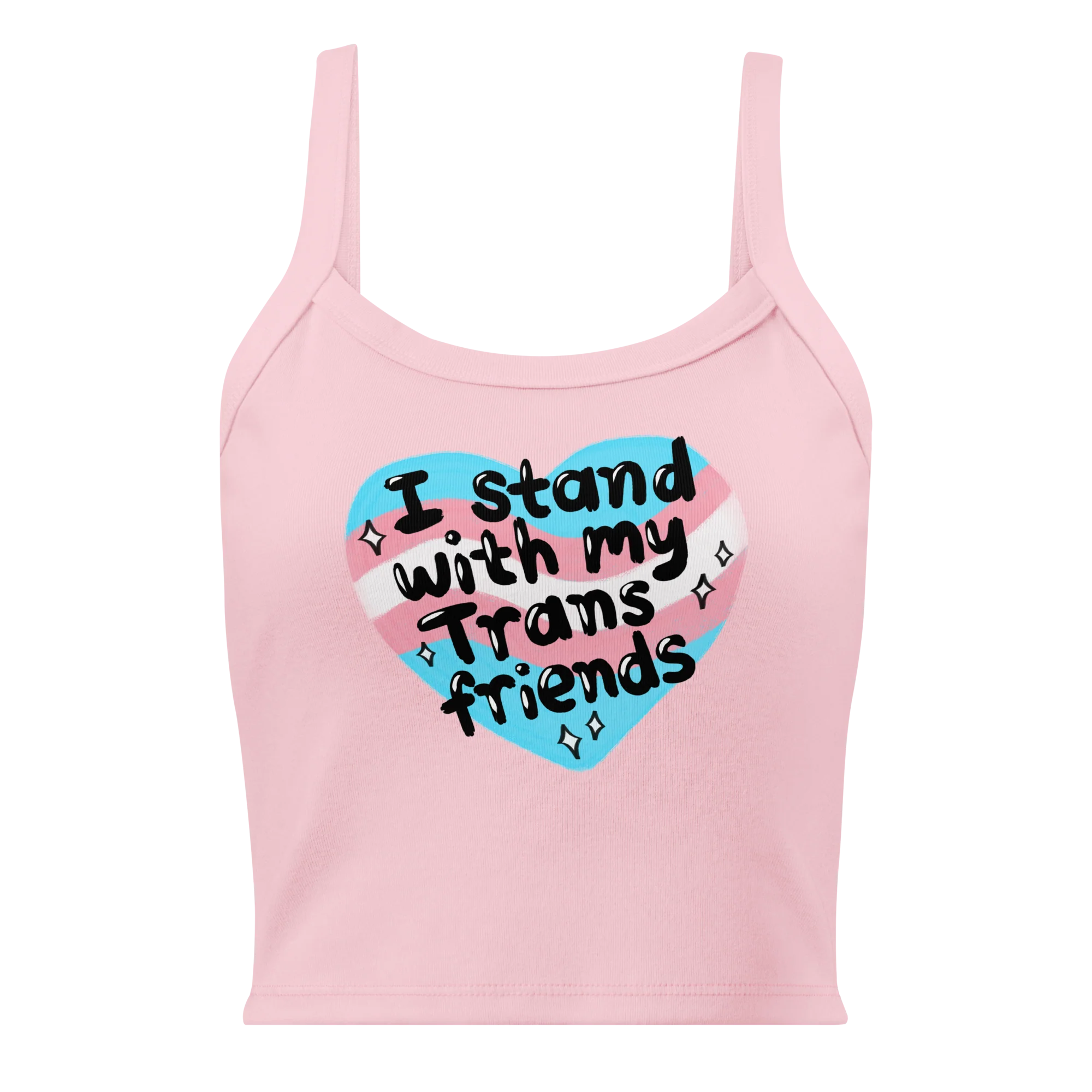I Stand With My Trans Friends Pride Rib Tank Top - Image 4