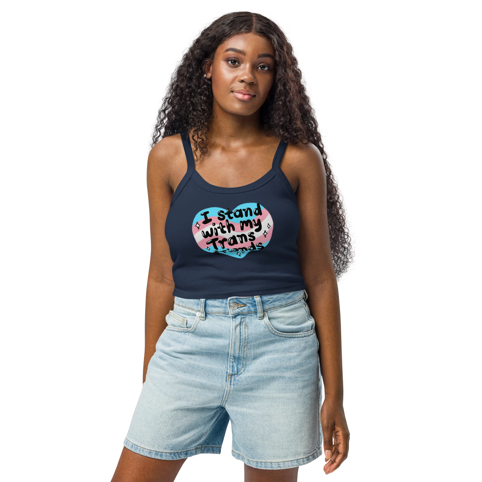 I Stand With My Trans Friends Pride Rib Tank Top - Image 6