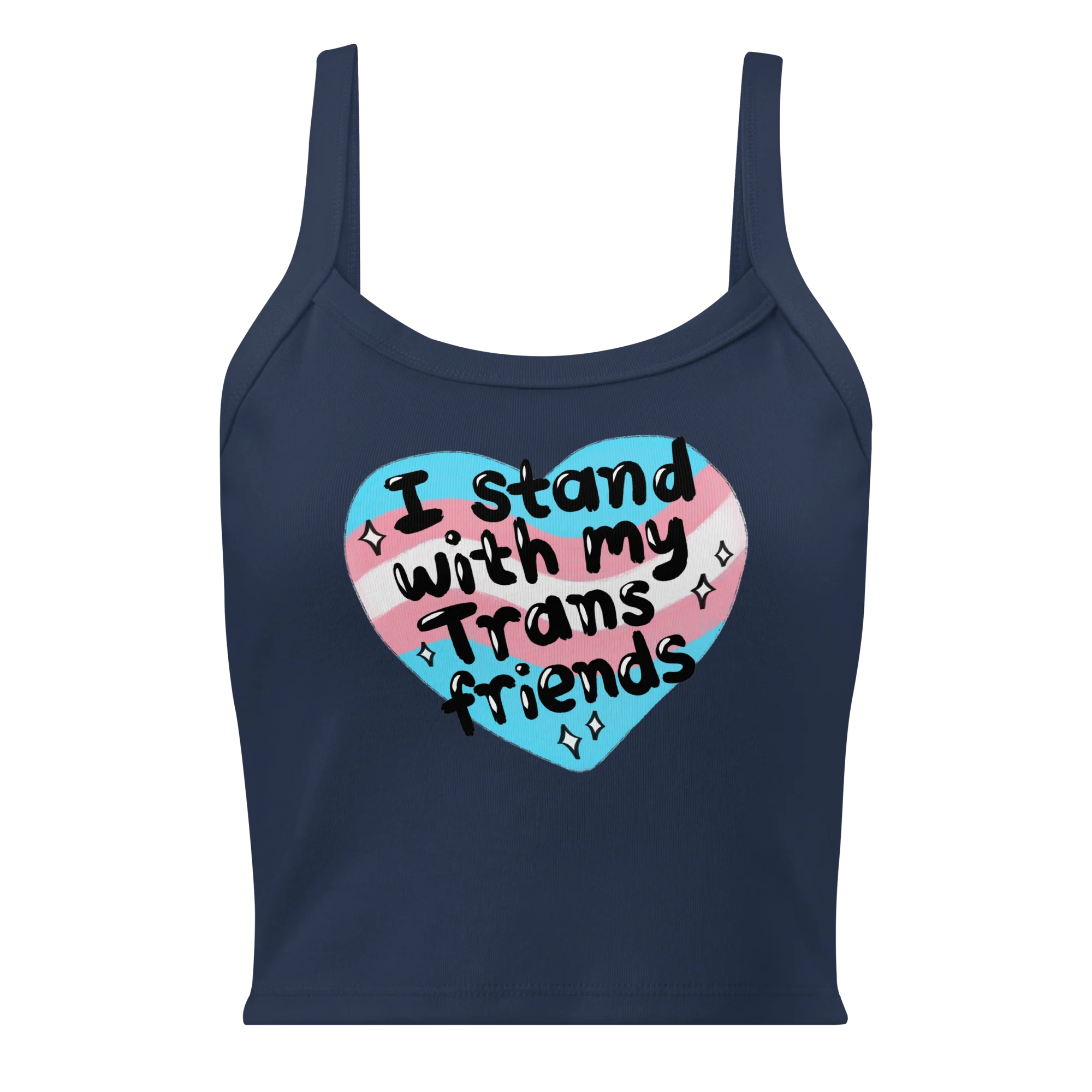 I Stand With My Trans Friends Pride Rib Tank Top - Image 7