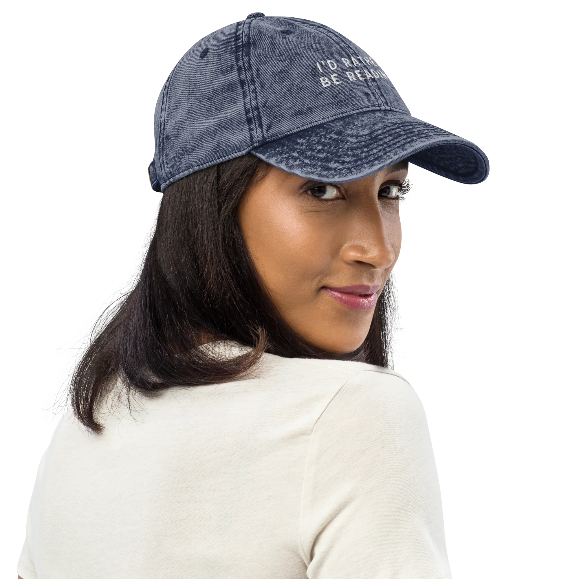I'd Rather Be Reading Embroidered Vintage Cap - Image 6