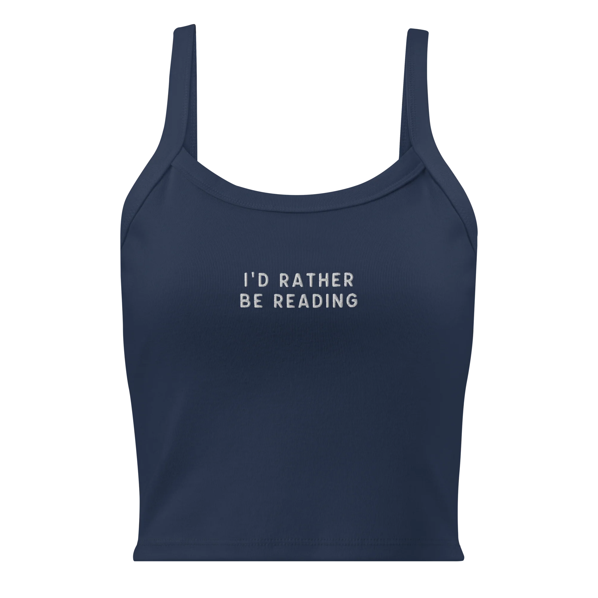 I'd Rather Be Reading Rib Embroidered Tank Top