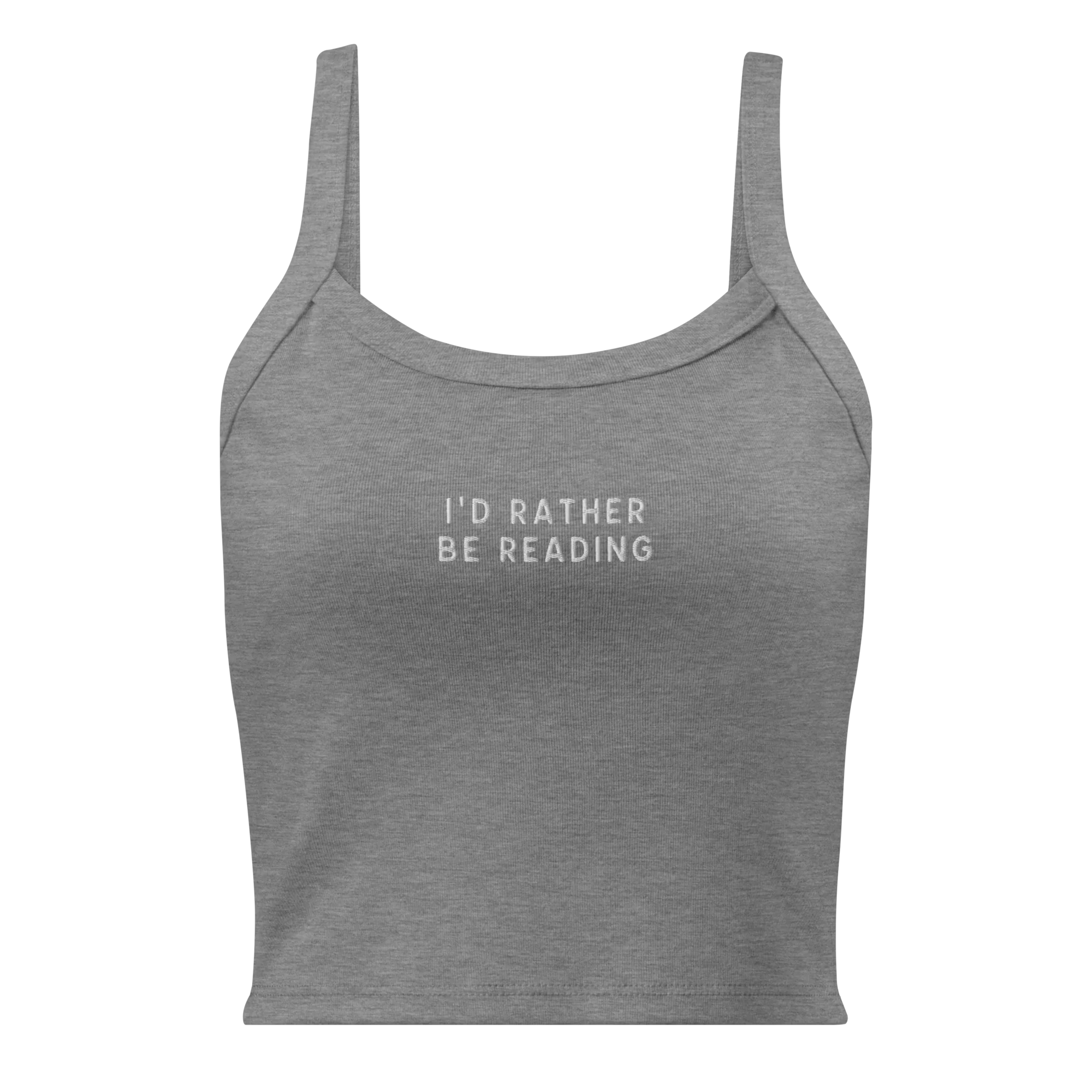 I'd Rather Be Reading Rib Embroidered Tank Top - Image 4