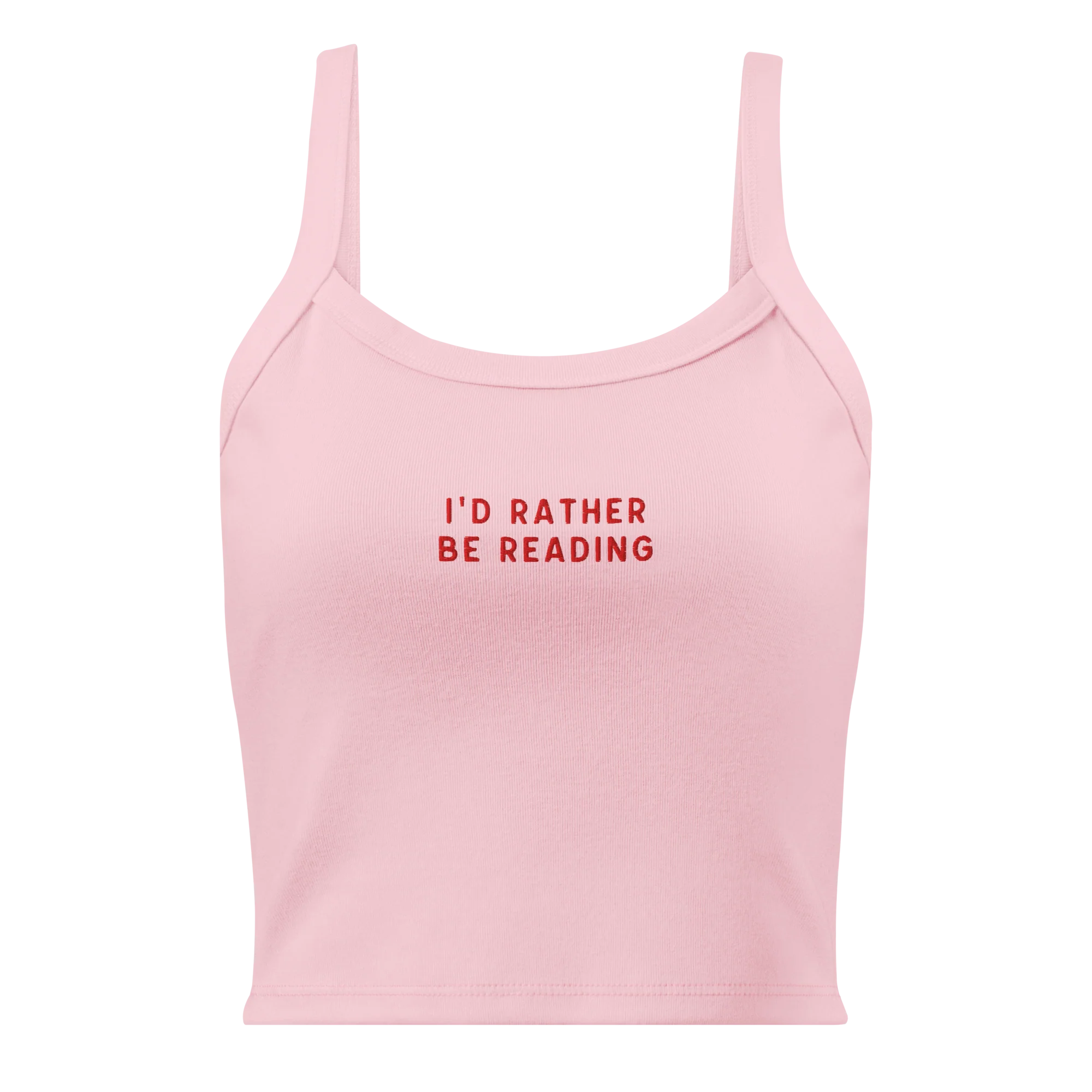 I'd Rather Be Reading Rib Embroidered Tank Top - Image 6