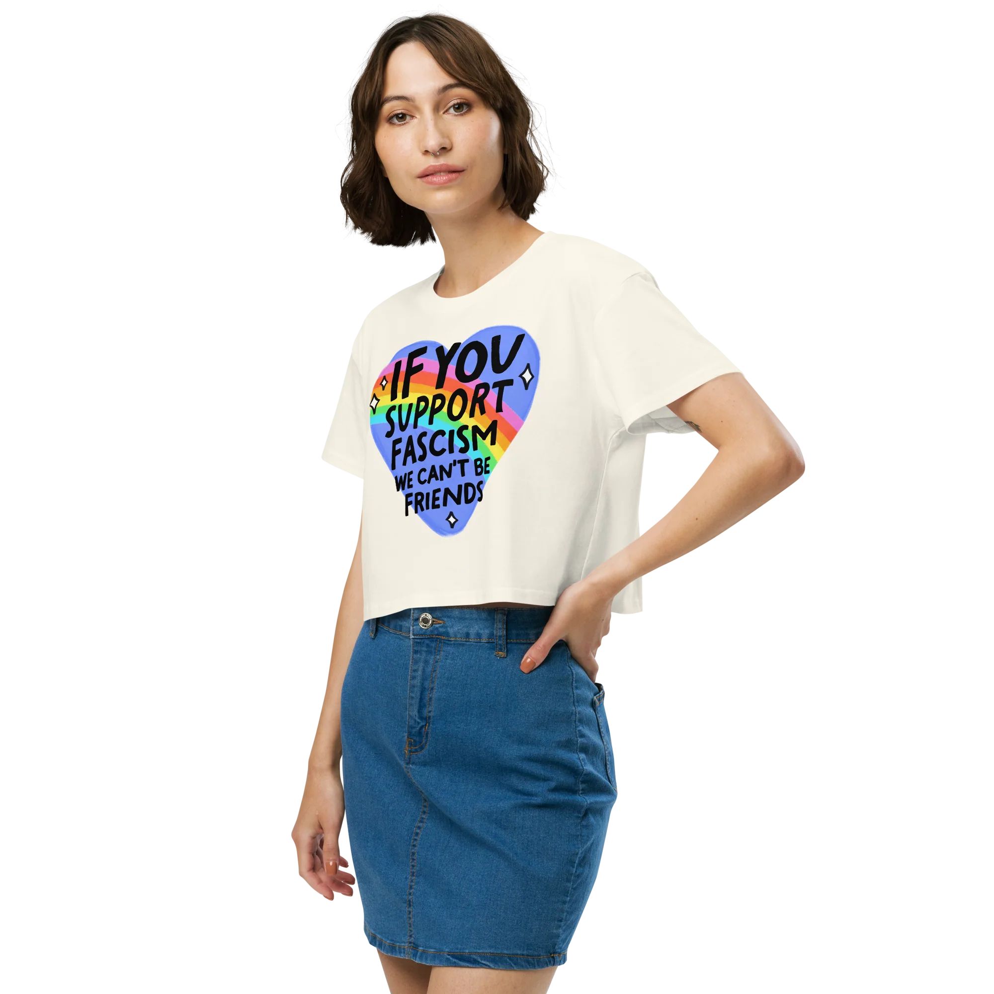 If You Support Fascism We Can't Be Friends Crop Tee - Image 2