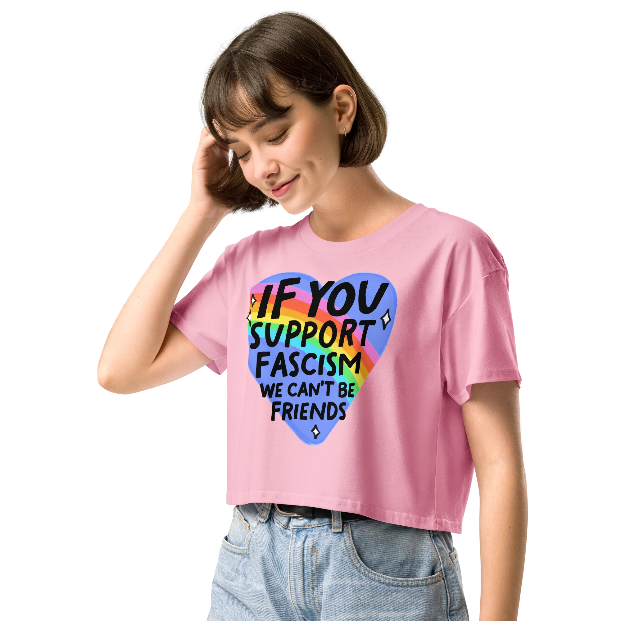 If You Support Fascism We Can't Be Friends Crop Tee - Image 5