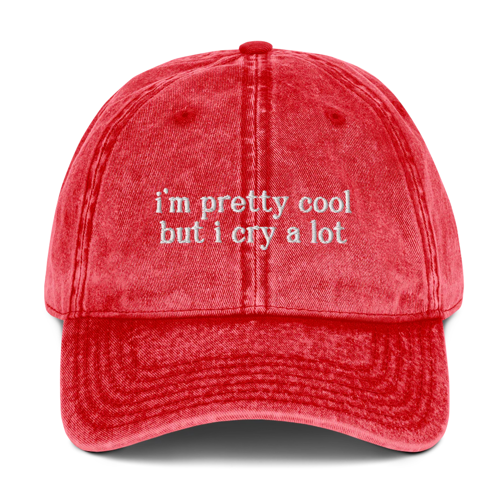 I'm Pretty Cool But I Cry A lot Embroidered Vintage Cap - Image 6