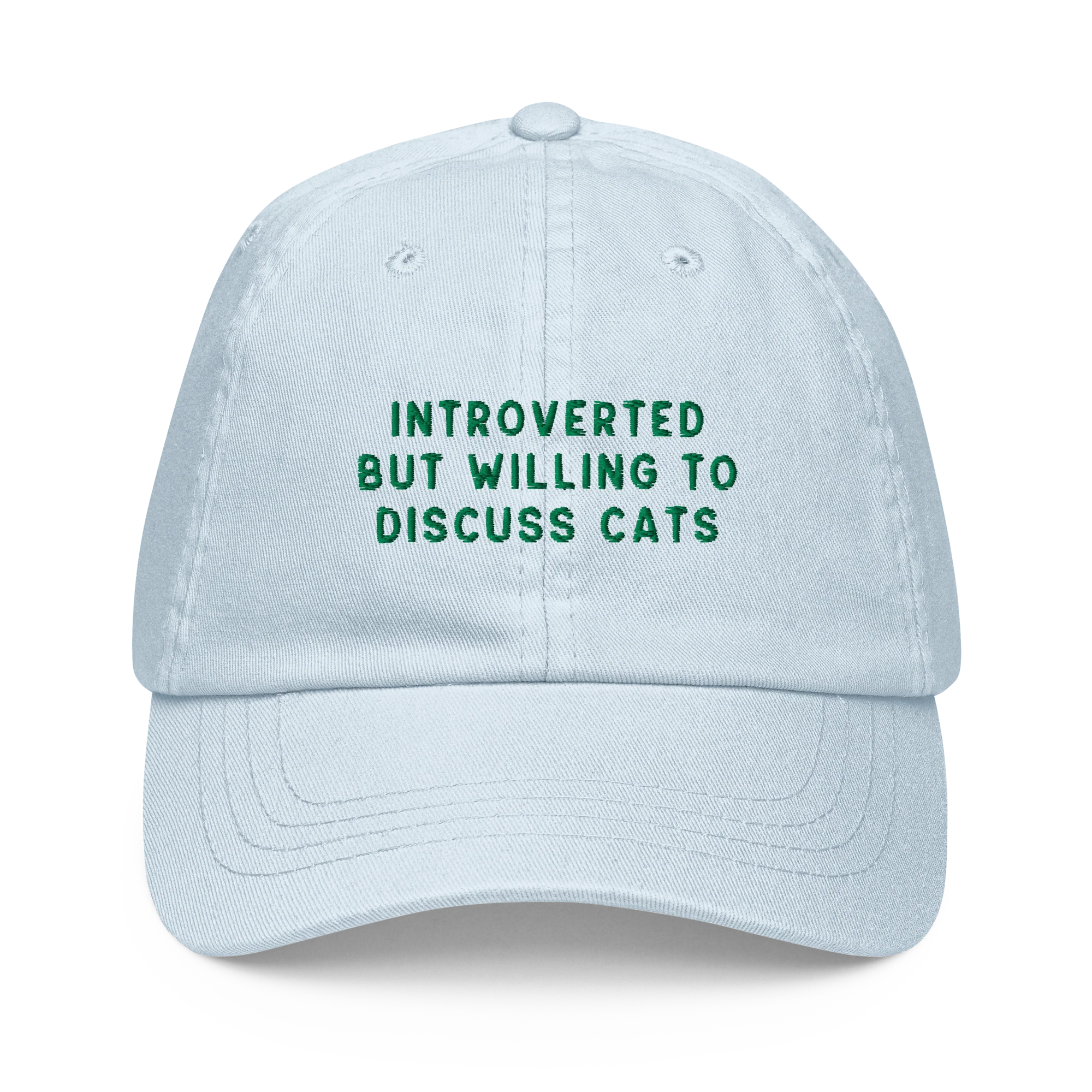 Introverted But Willing To Discuss Cats Embroidered Pastel Baseball Cap
