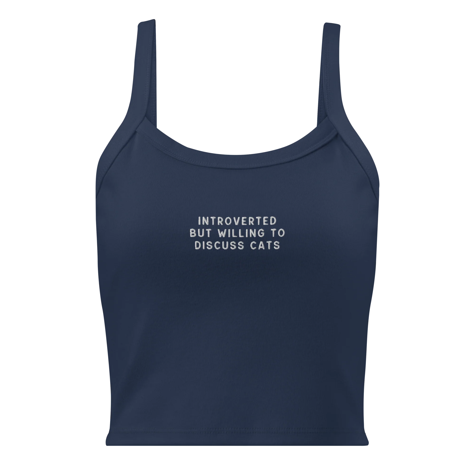 Introverted But Willing To Discuss Cats Rib Embroidered Tank Top - Image 4