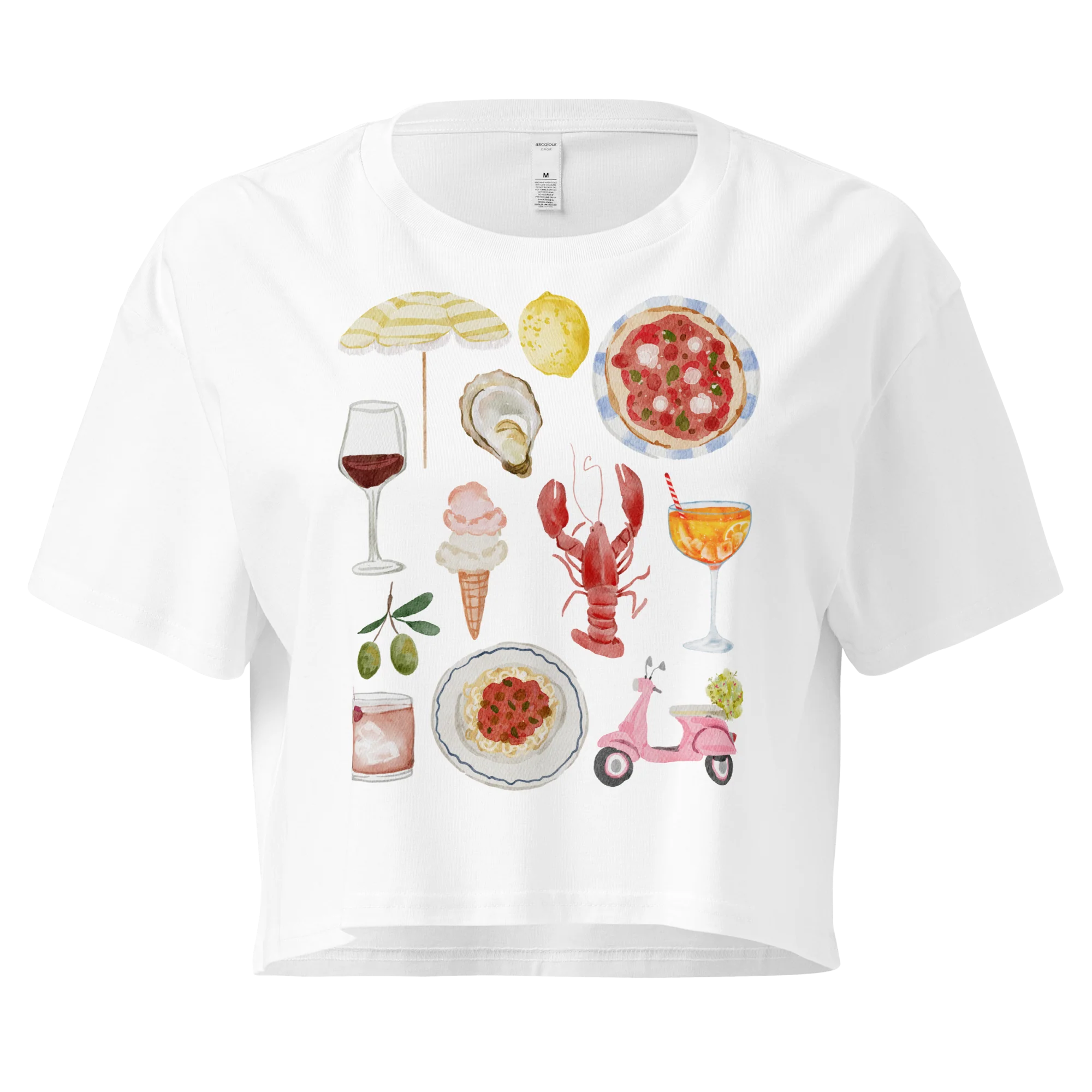 Italian Summer Watercolor Crop Tee - Image 4