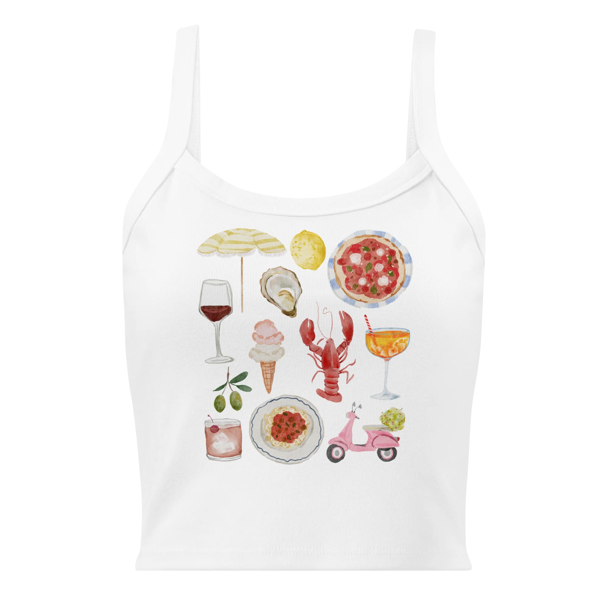Italian Summer Watercolor Rib Tank Top - Image 3