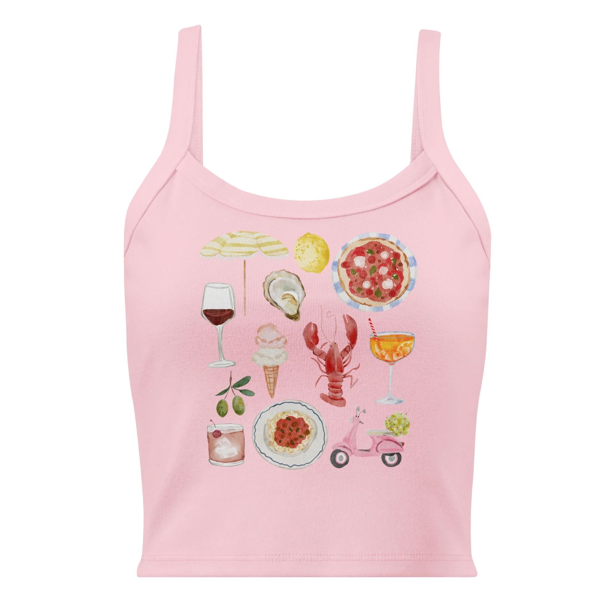 Italian Summer Watercolor Rib Tank Top - Image 4