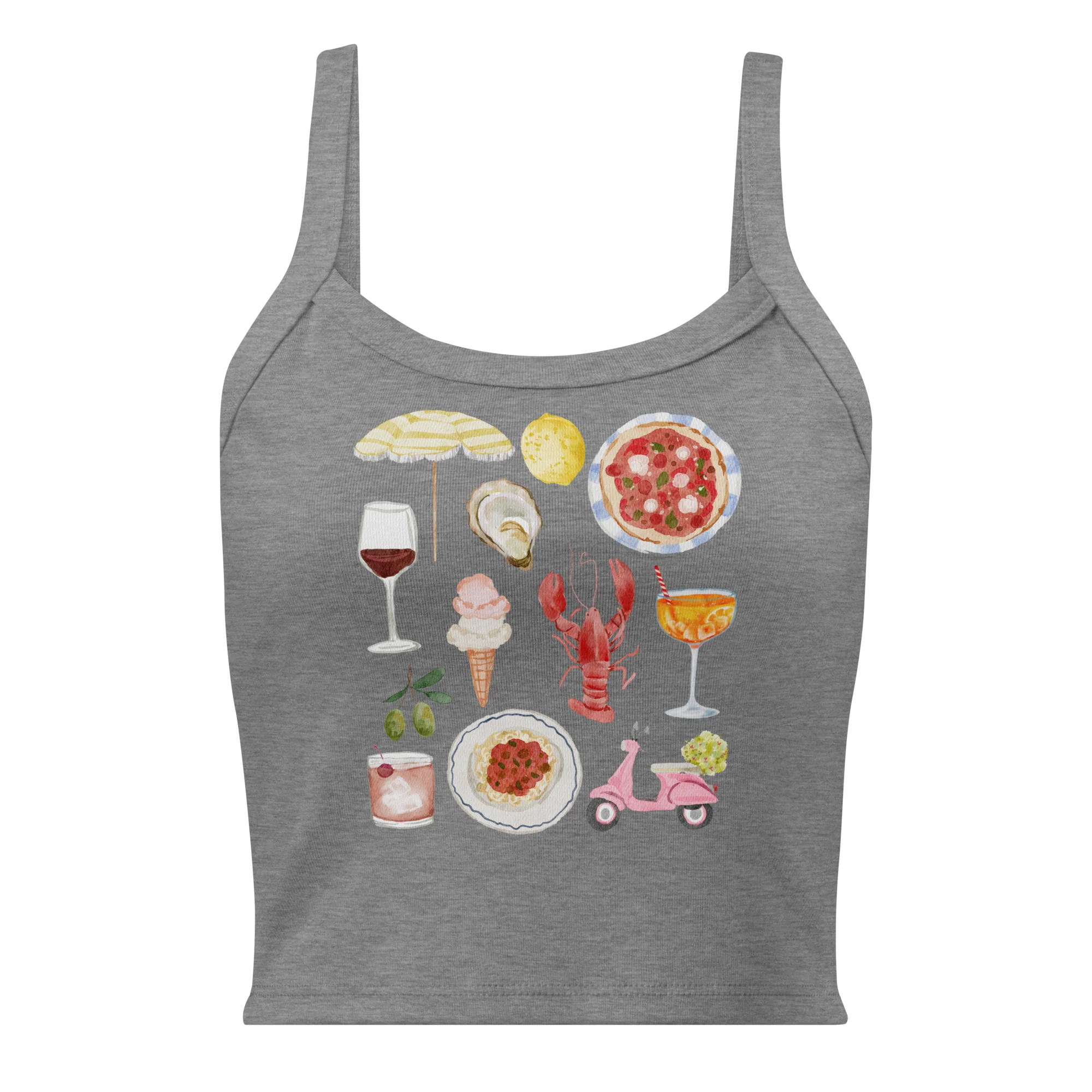 Italian Summer Watercolor Rib Tank Top - Image 7