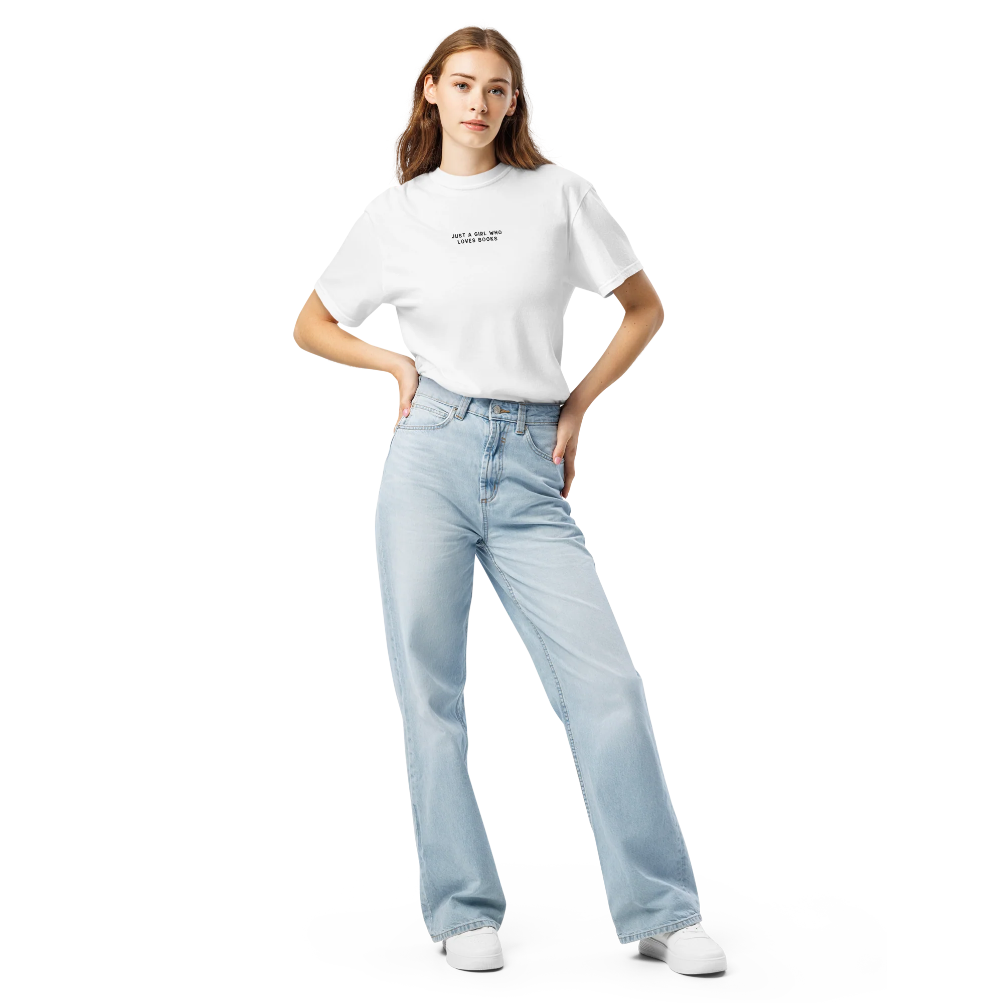 Just a Girl Who Loves Books Embroidered Classic T-Shirt - Image 2