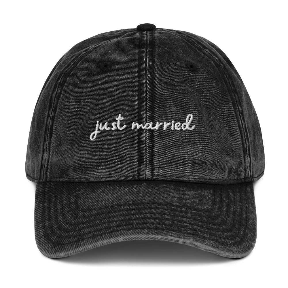Just Married Newlywed Embroidered Vintage Cap
