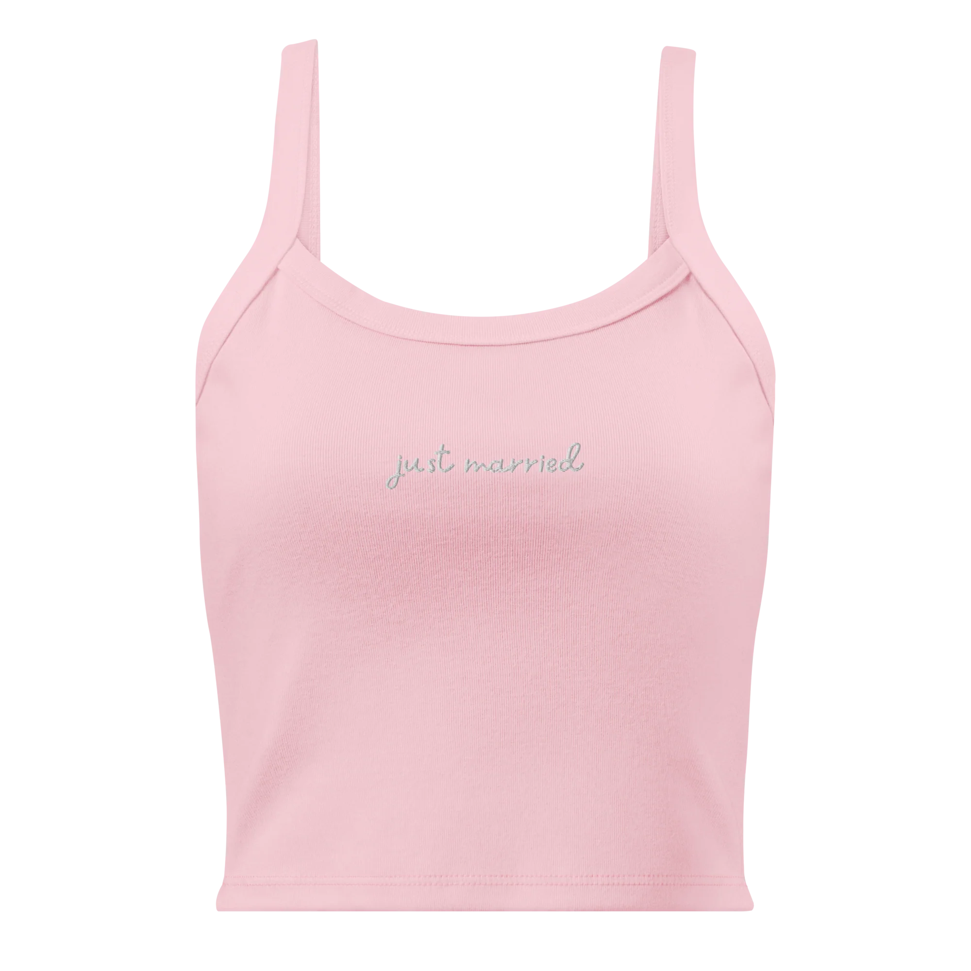 Just Married Newlywed Rib Embroidered Tank Top - Image 4