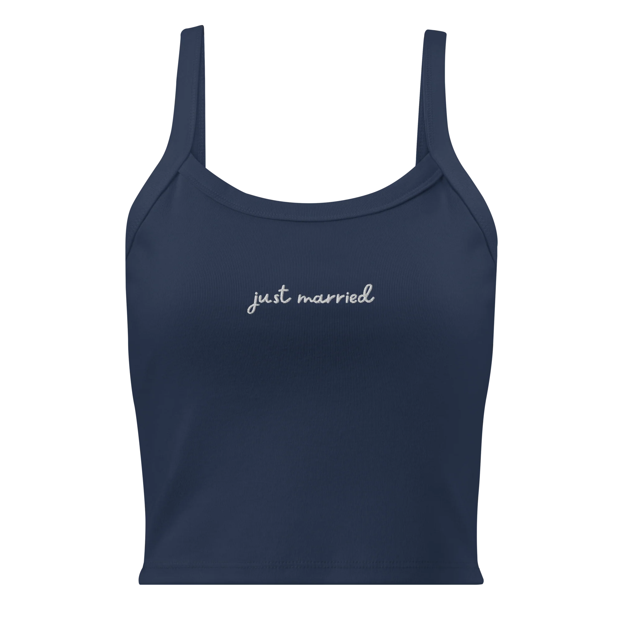 Just Married Newlywed Rib Embroidered Tank Top - Image 6