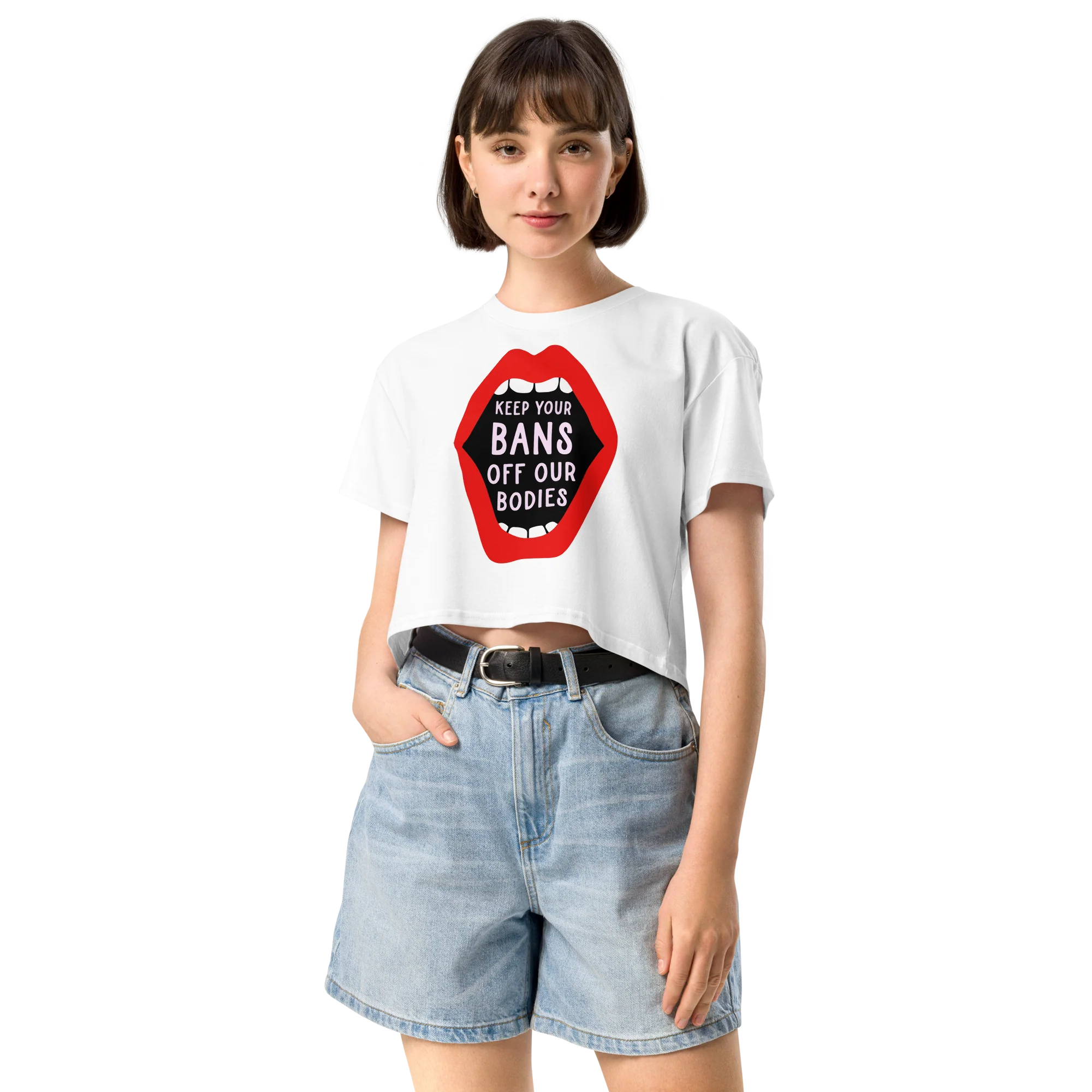 Keep Your Bans Off Our Bodies Crop Tee - Image 2