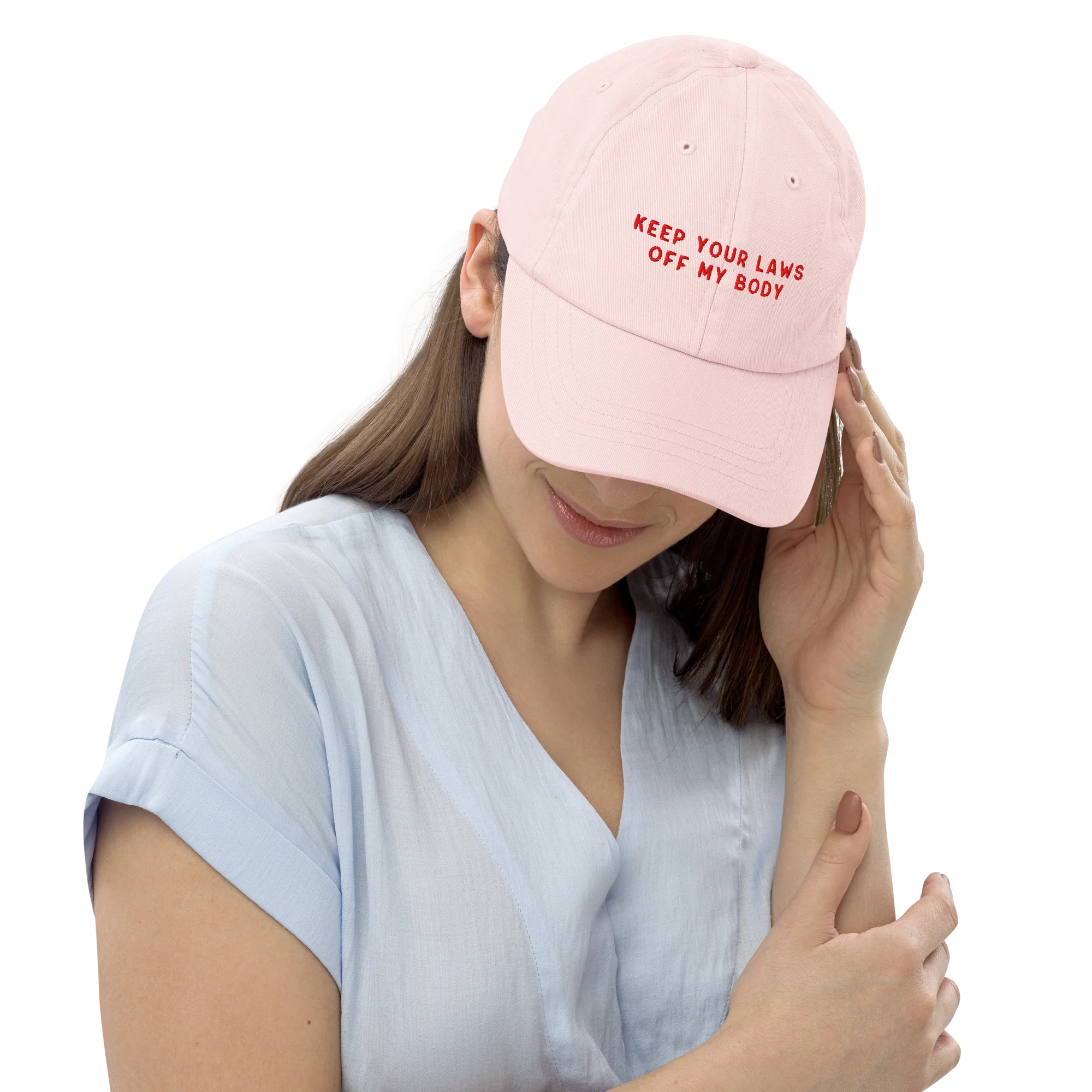 Keep Your Laws Off My Body Embroidered Pastel Baseball Cap - Image 2