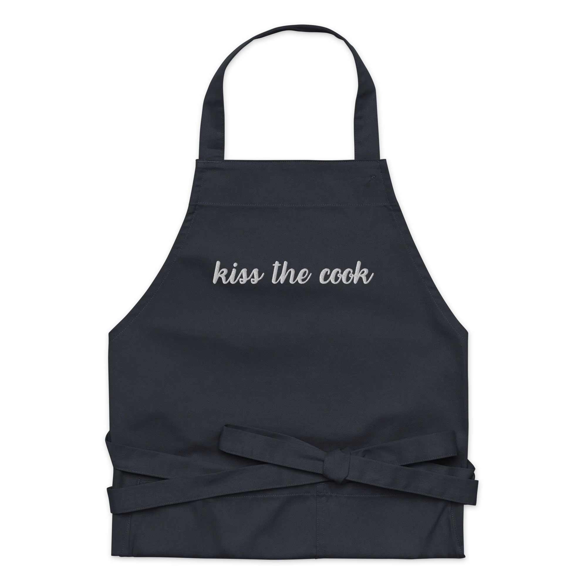 Kiss the Cook Embroidered Organic Cotton Apron - Image 10
