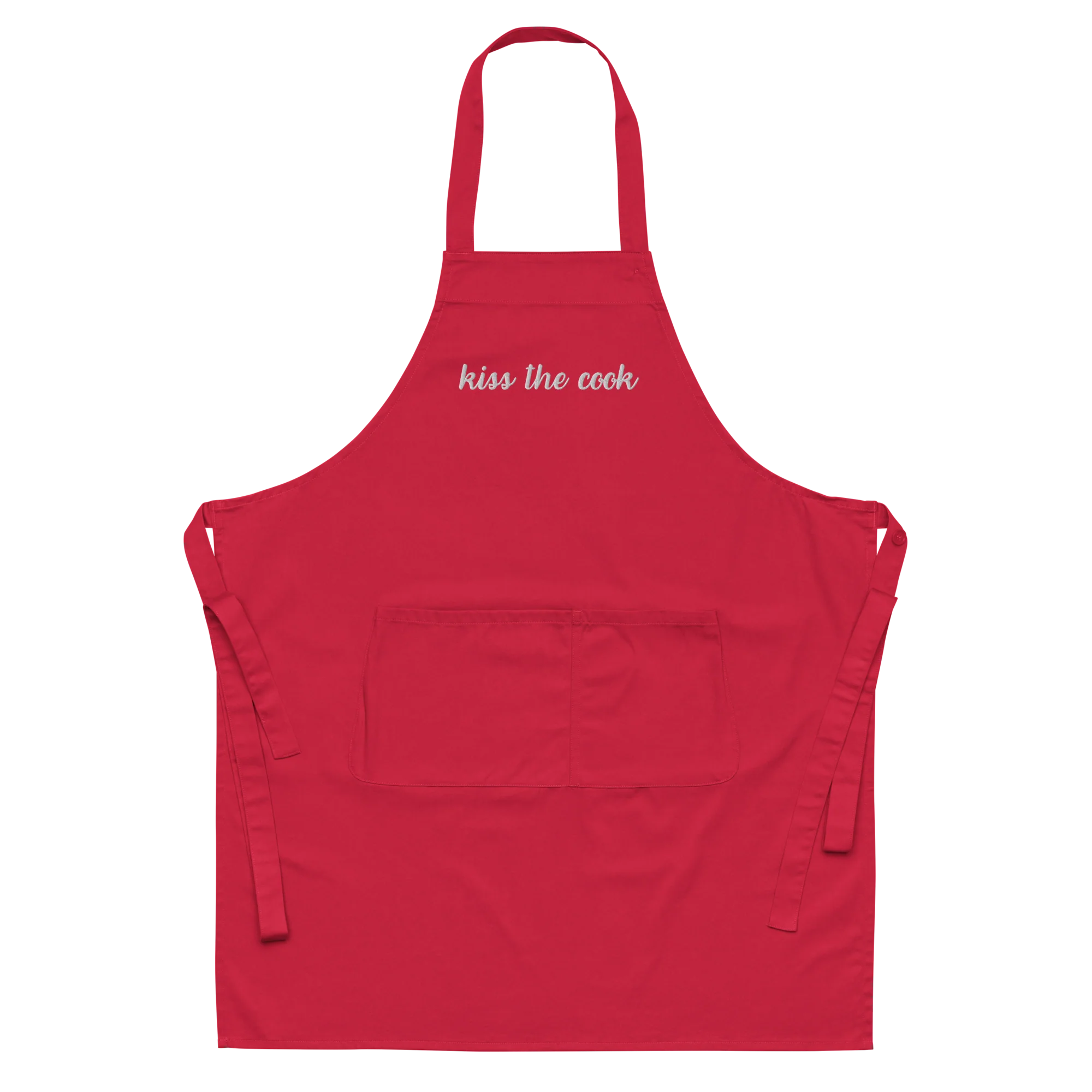 Kiss the Cook Embroidered Organic Cotton Apron - Image 4