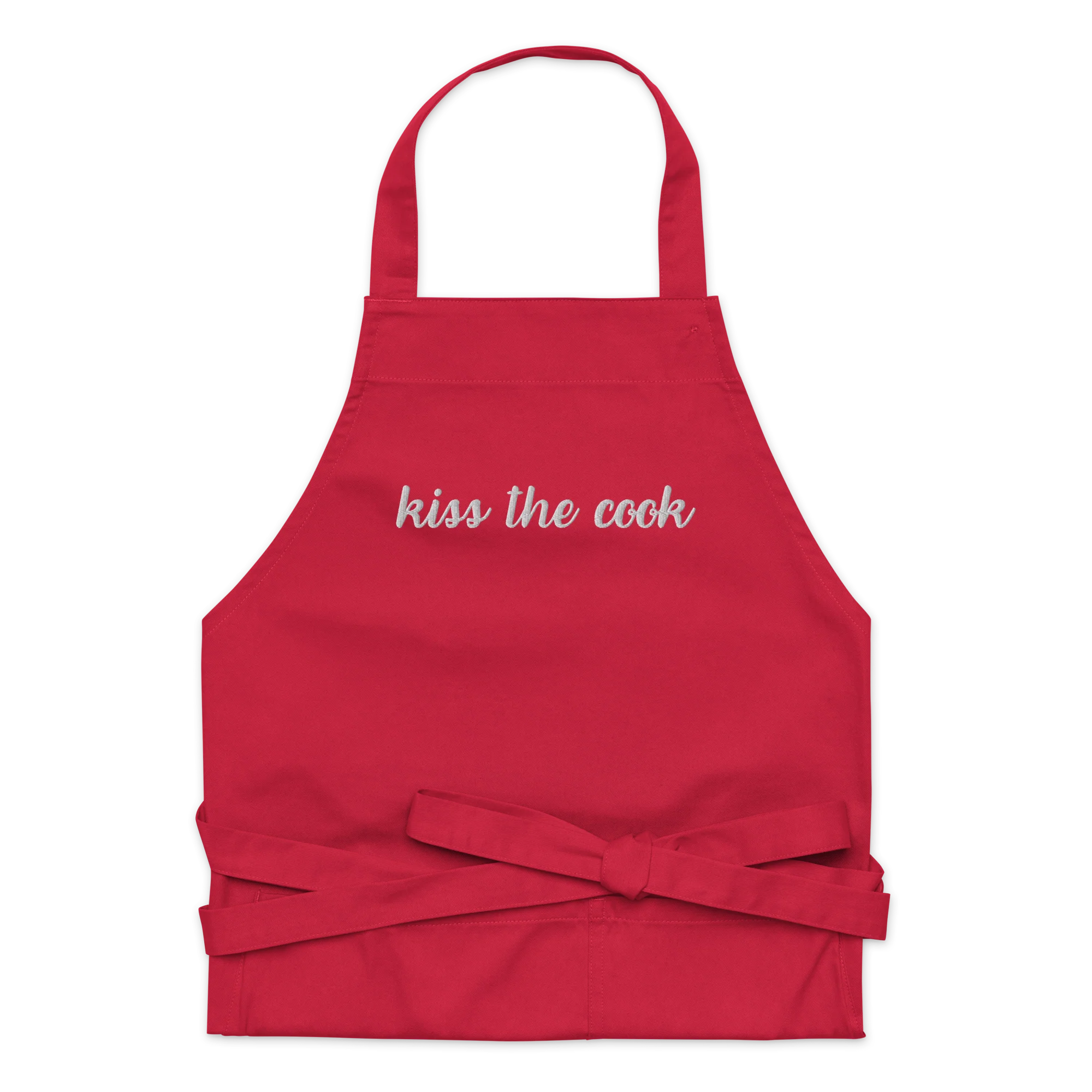 Kiss the Cook Embroidered Organic Cotton Apron - Image 6