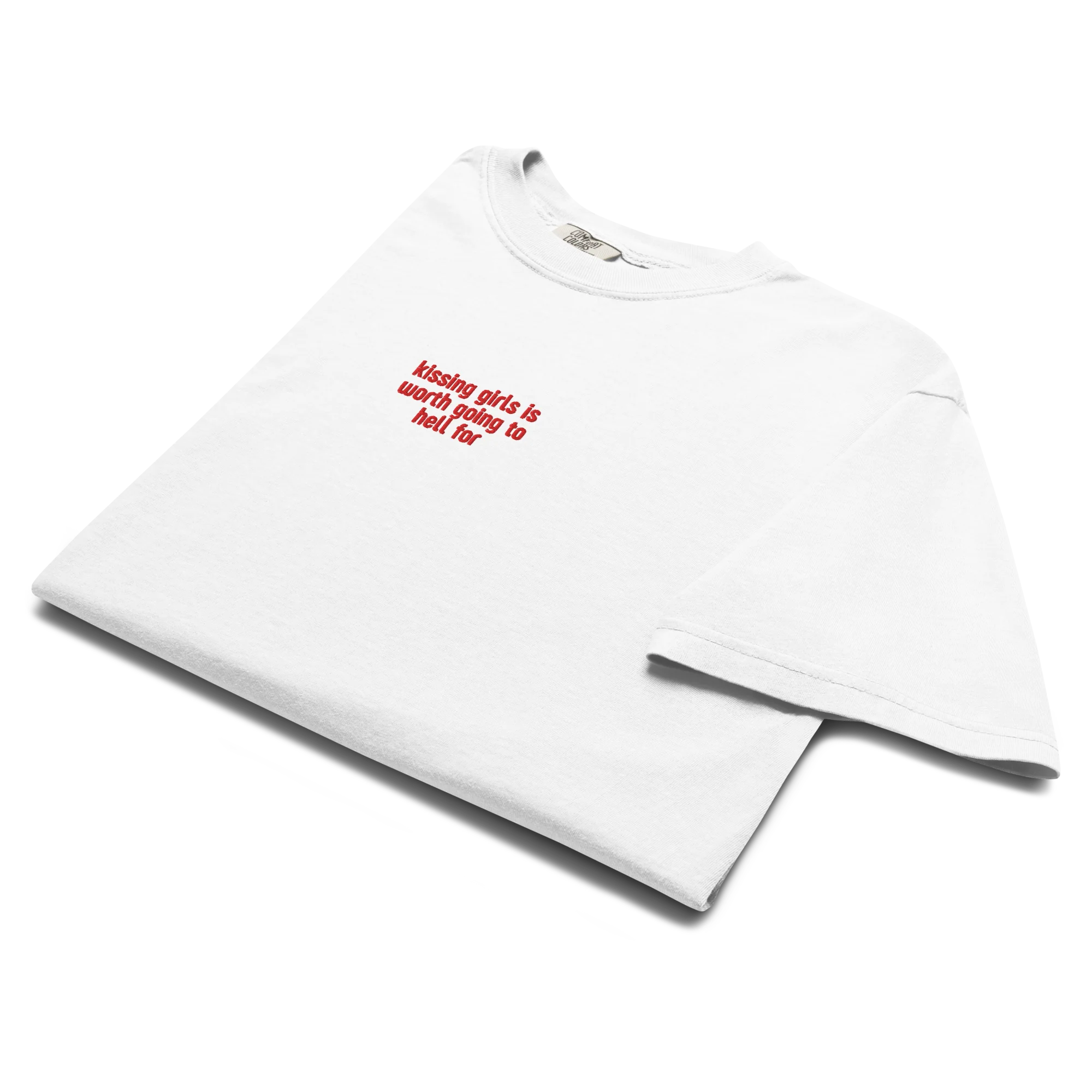 Kissing Girls Going to Hell Embroidered Classic T-Shirt - Image 5