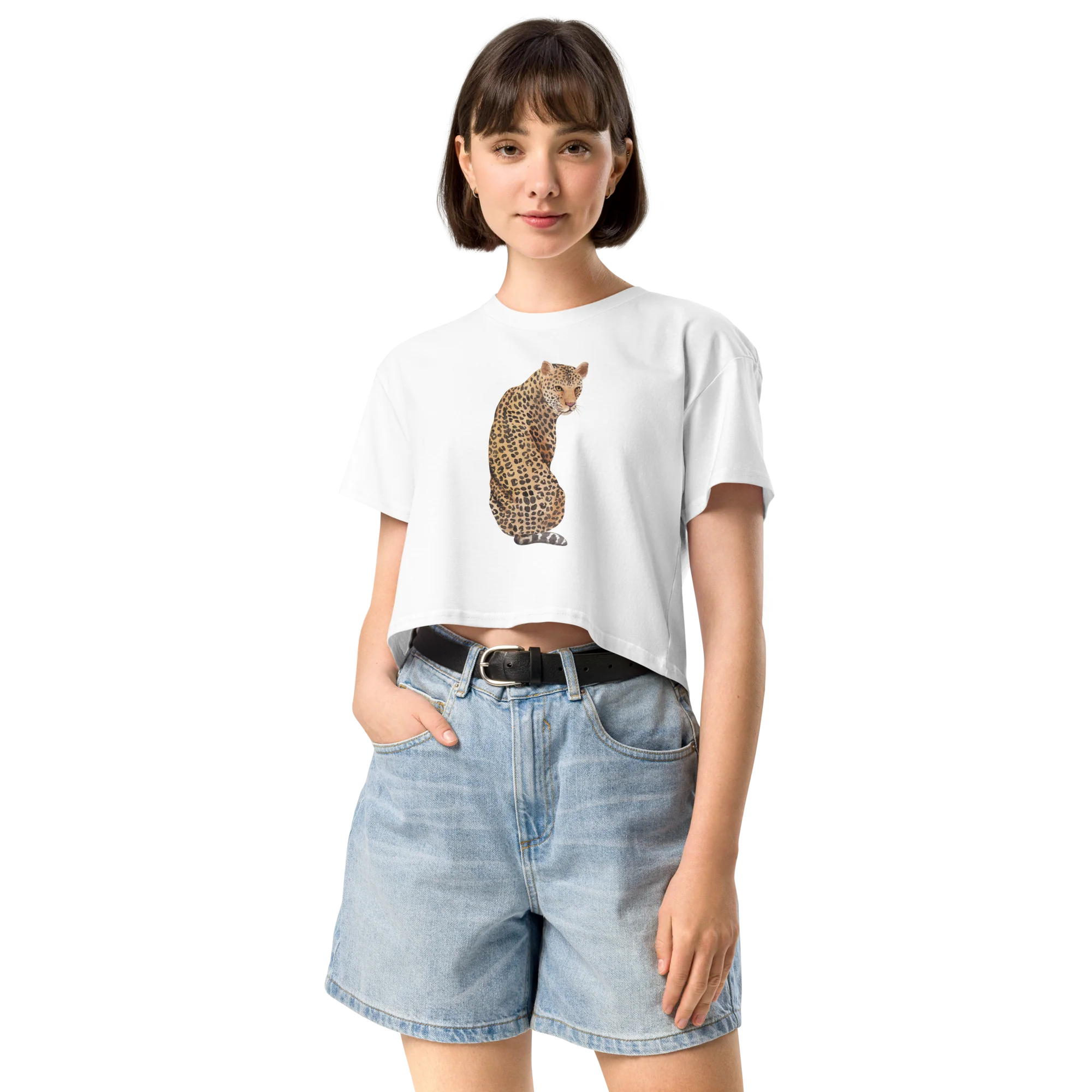 Leopard Watercolor Crop Tee - Image 2
