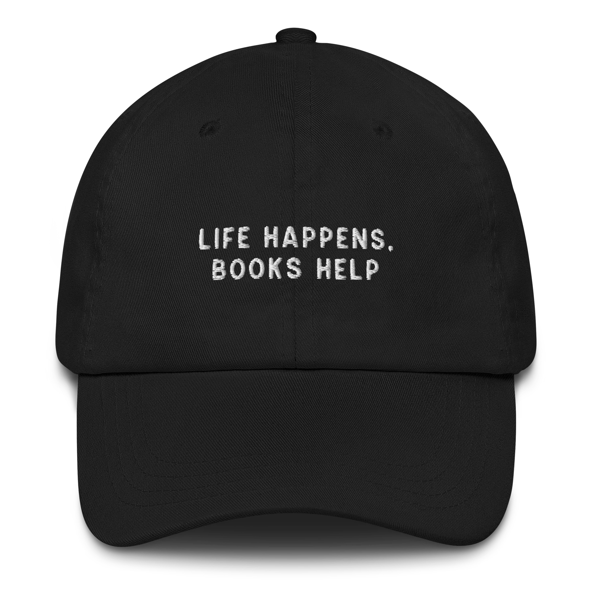 Life Happens, Books Help Embroidered Cap - Image 7