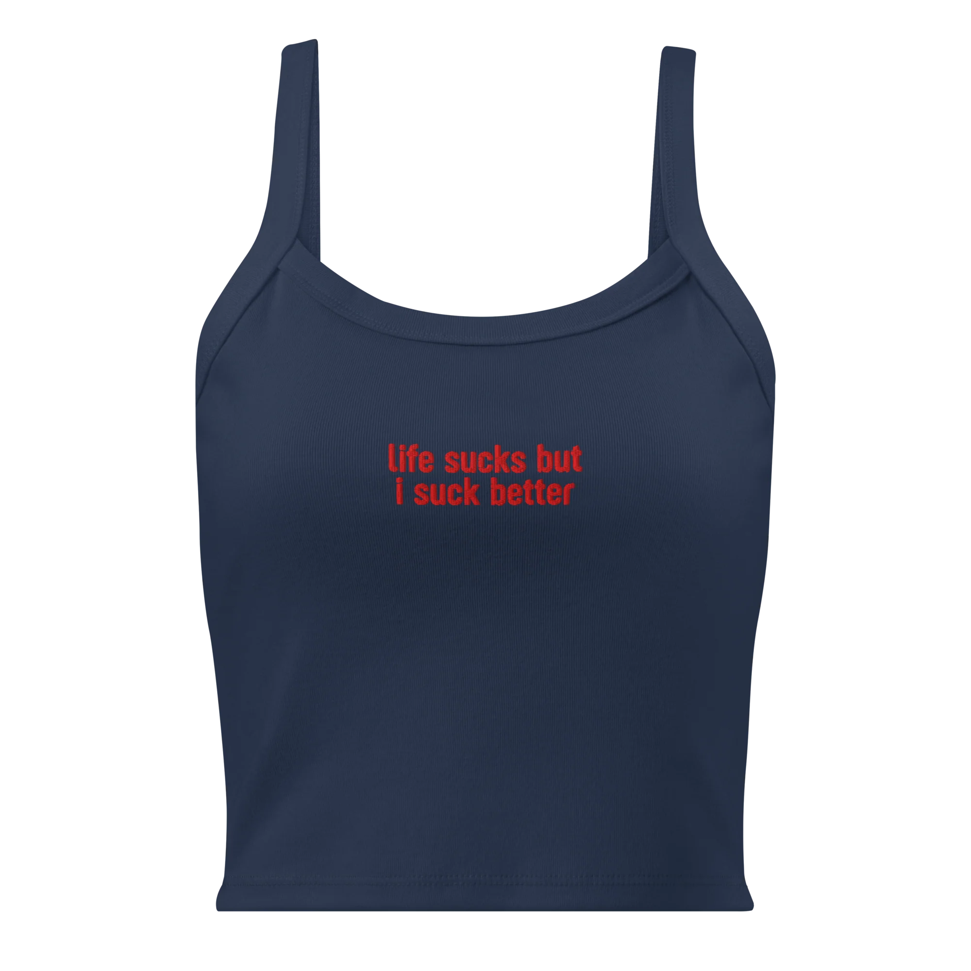 Life Sucks I Suck Better Rib Embroidered Tank Top - Image 4