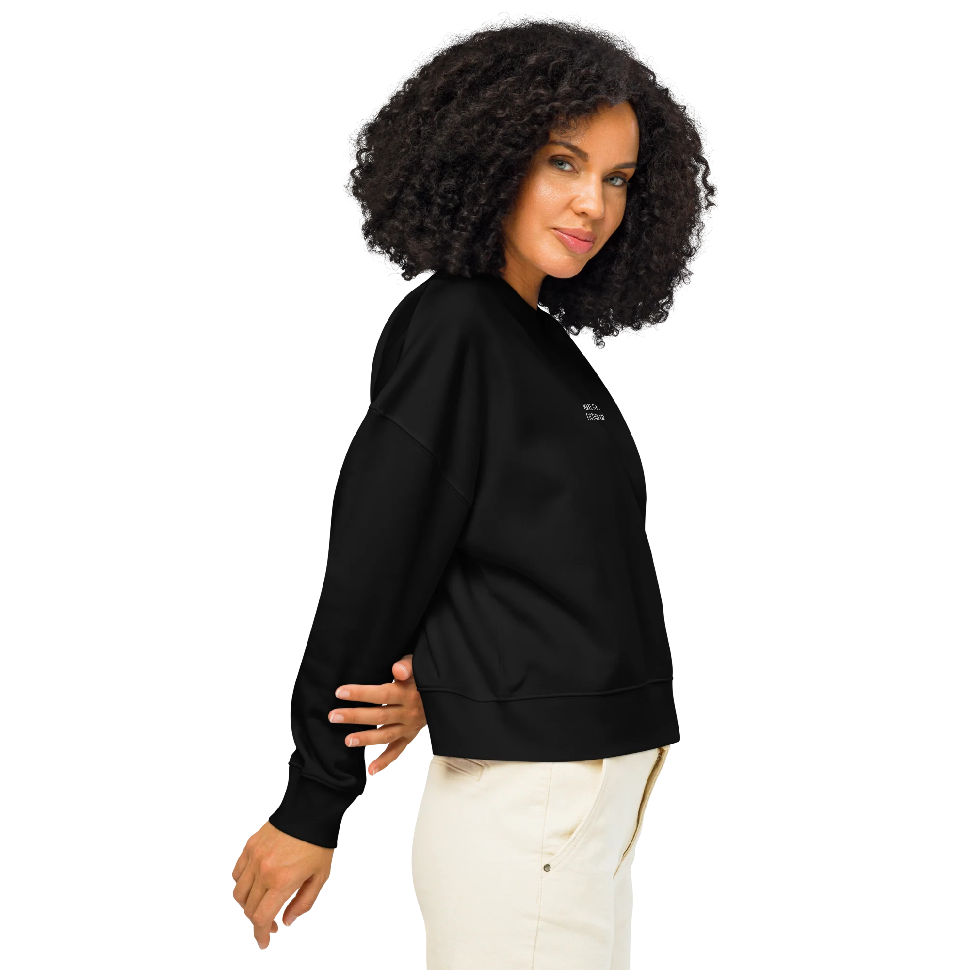 Make Orwell Fiction Again Embroidered Women’s Organic Sweatshirt - Image 2