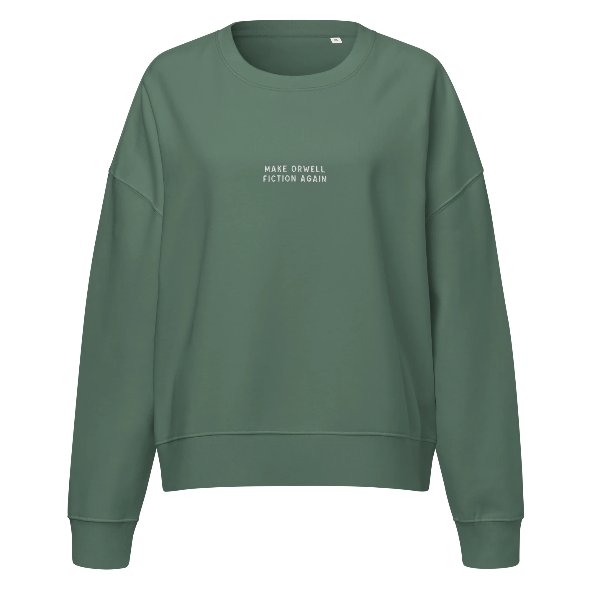Make Orwell Fiction Again Embroidered Women’s Organic Sweatshirt - Image 8