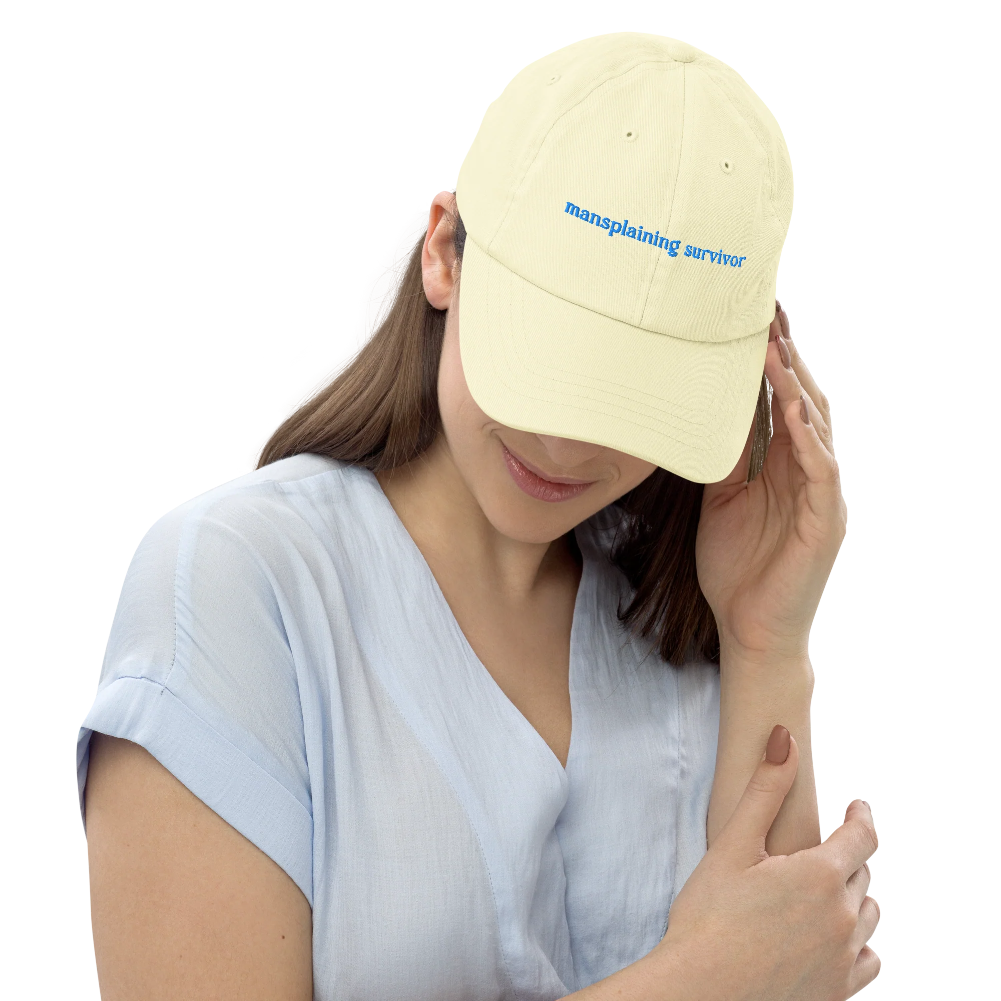 Mansplaining Survivor Embroidered Pastel Baseball Cap - Image 2