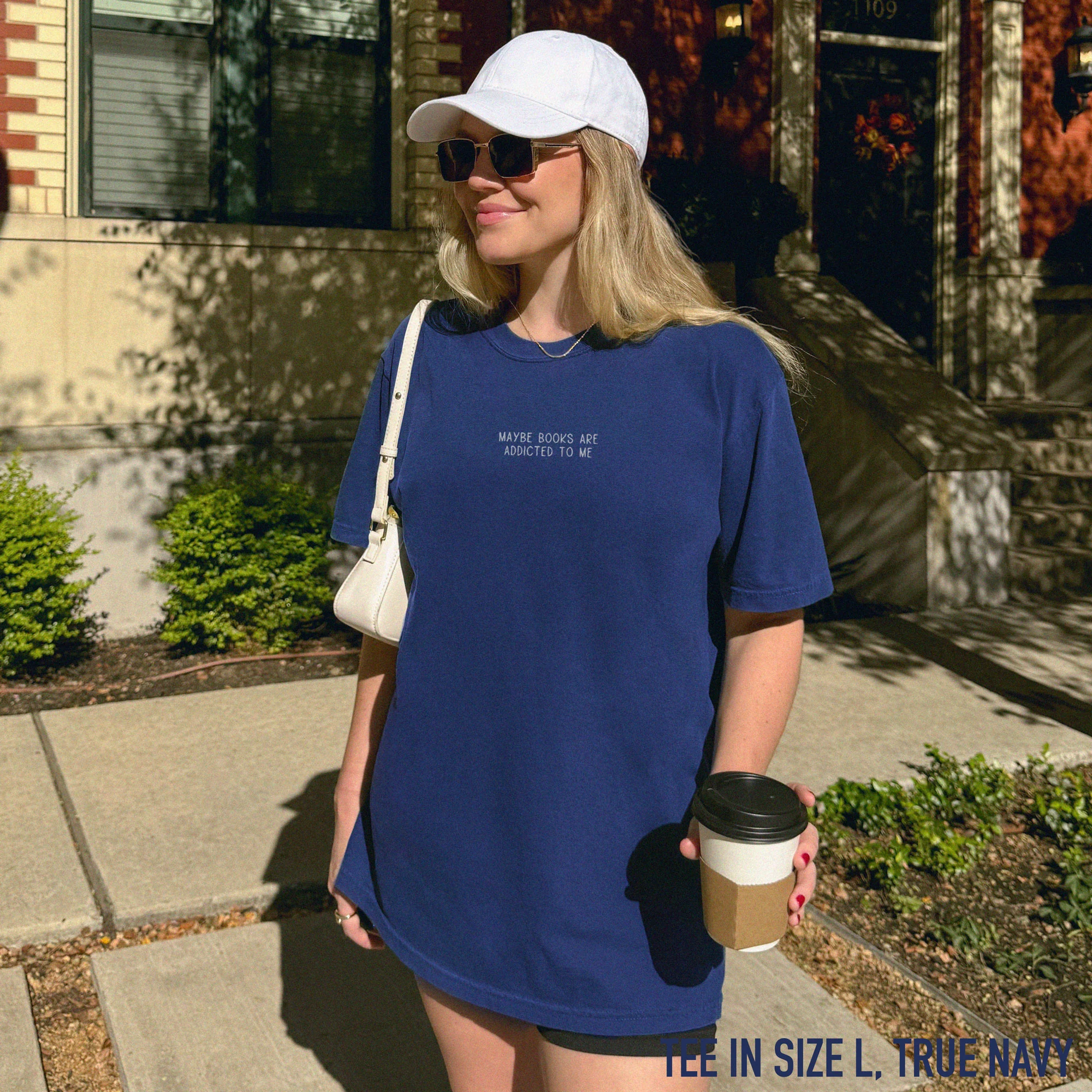 Maybe Books Are Addicted to Me Embroidered Classic T-Shirt - Image 2