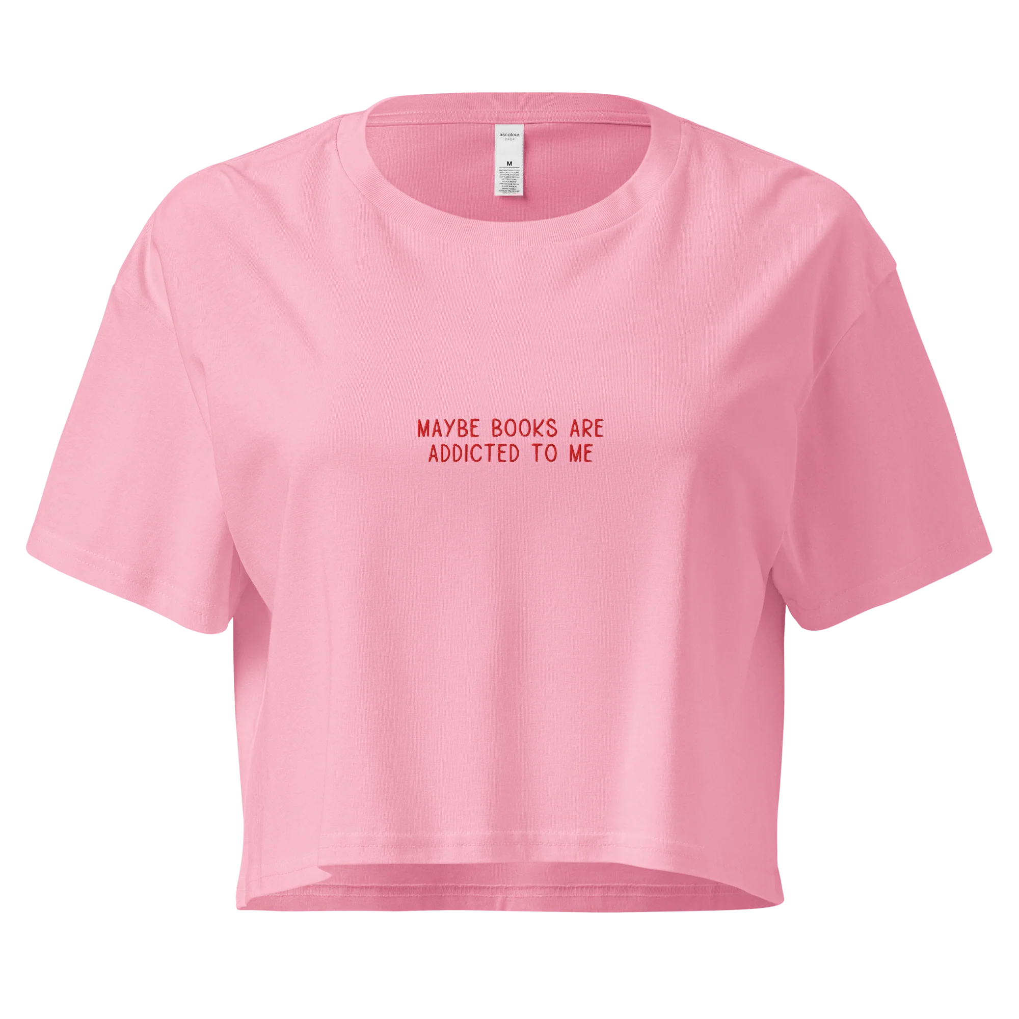 Maybe Books Are Addicted to Me Embroidered Crop Tee - Image 4