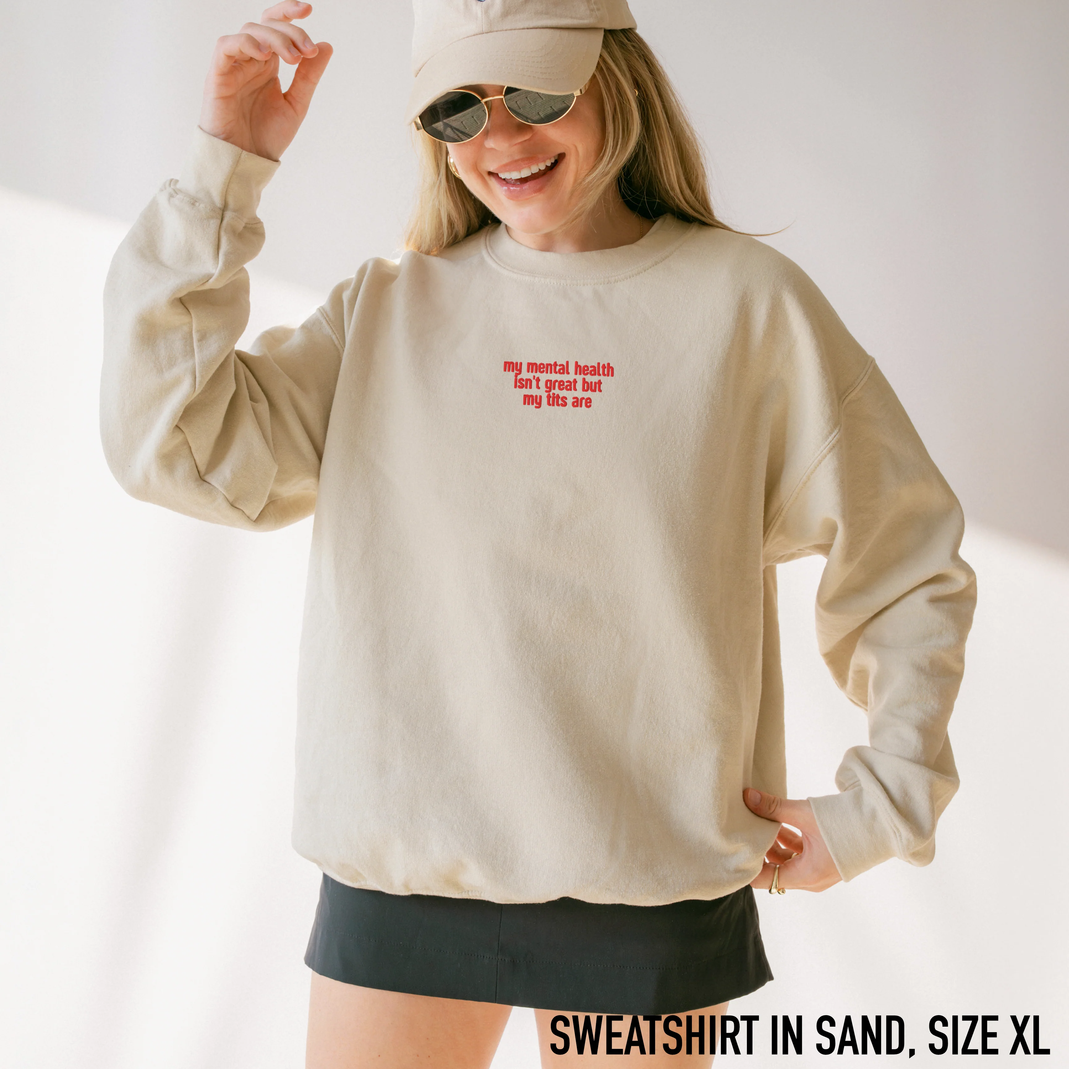 Mental Health Isn't Great Tits Are Embroidered Sweatshirt - Image 2