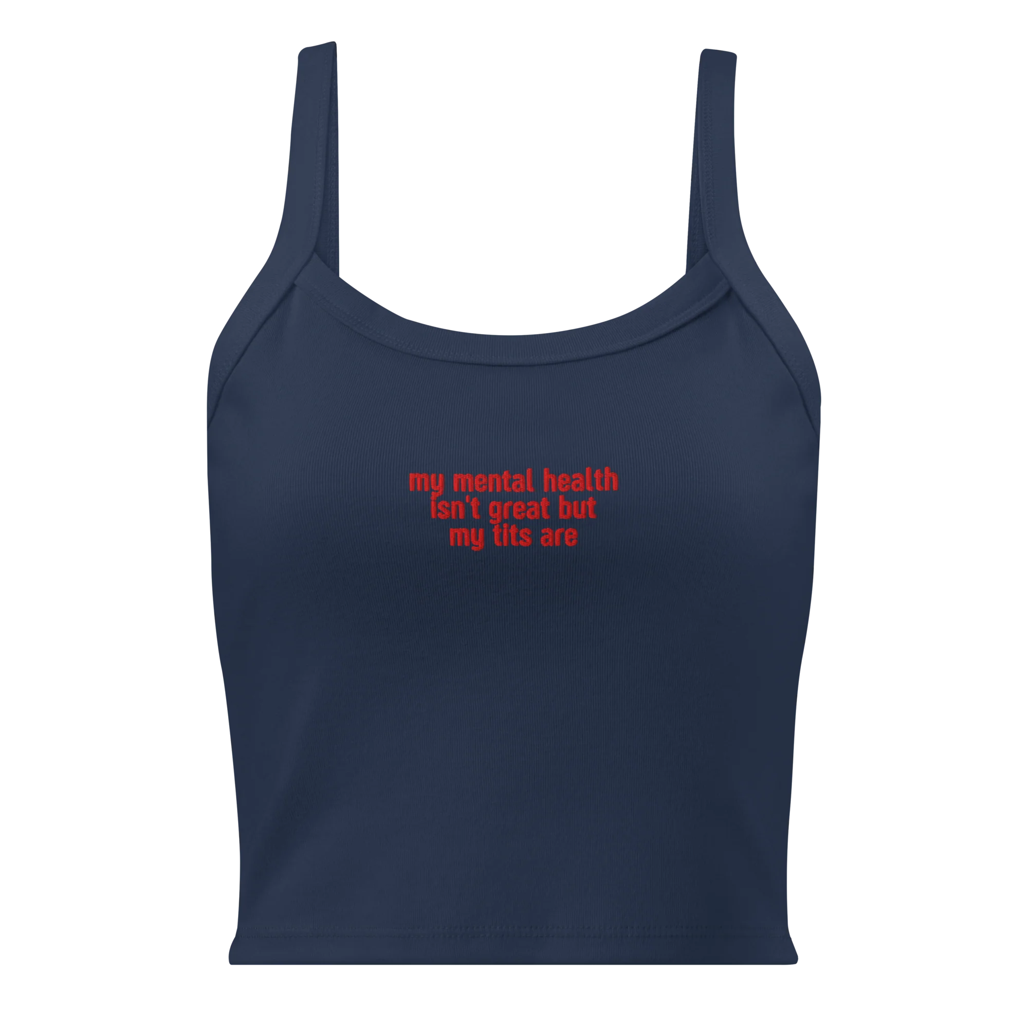 Mental Health Isn't Great Tits Are Rib Embroidered Tank Top - Image 6