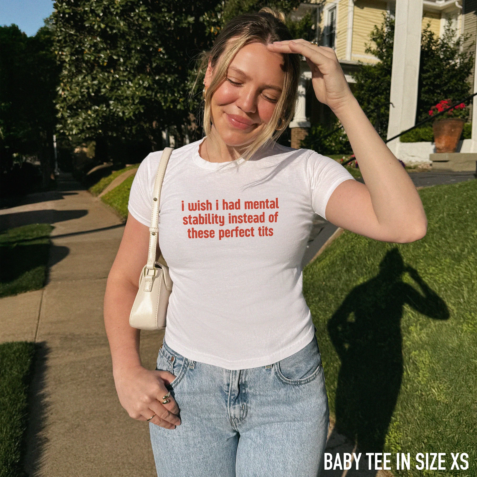 Mental Stability Instead Perfect Tits Baby Tee - Image 2