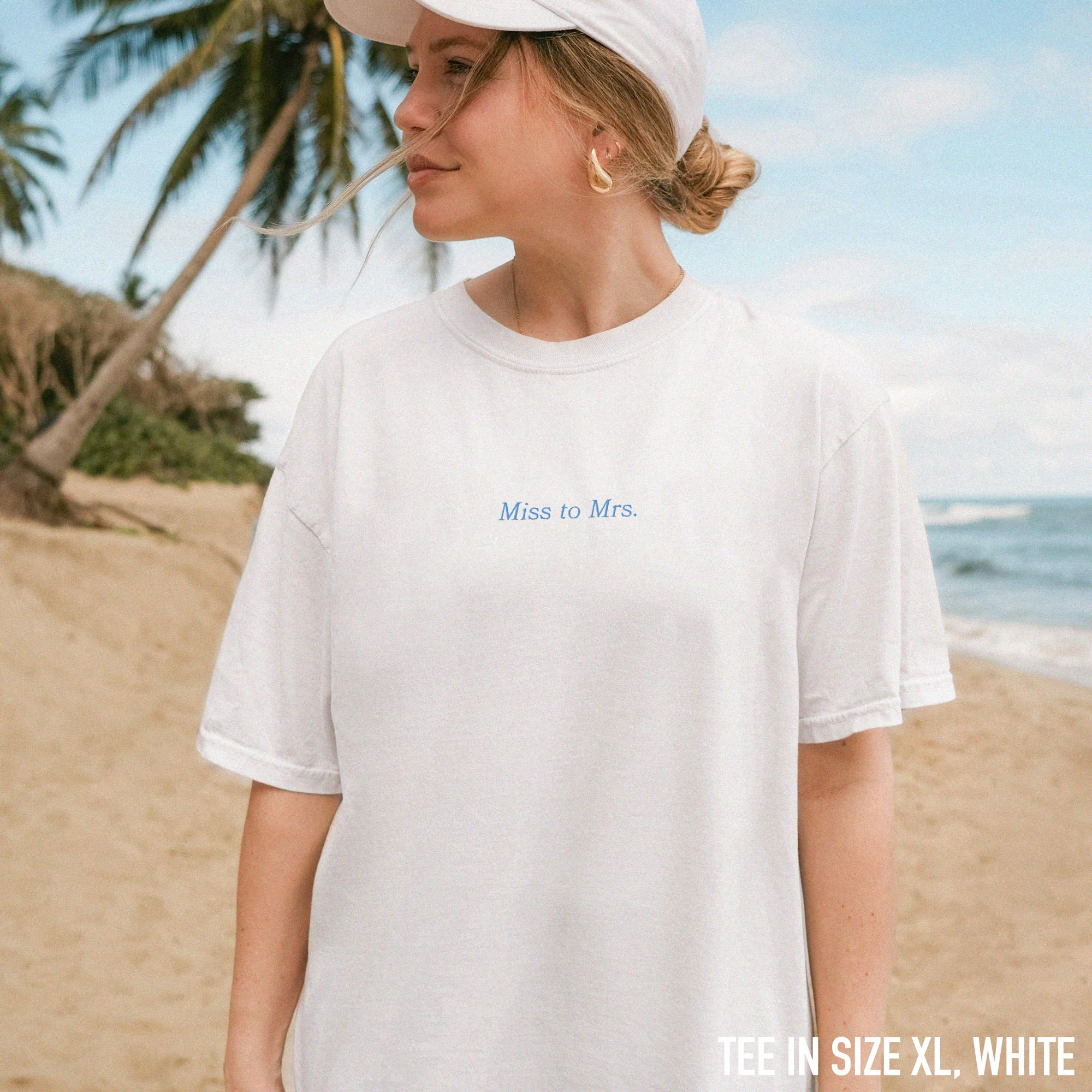 Miss to Mrs Bride Bachelorette Embroidered Classic T-Shirt - Image 2