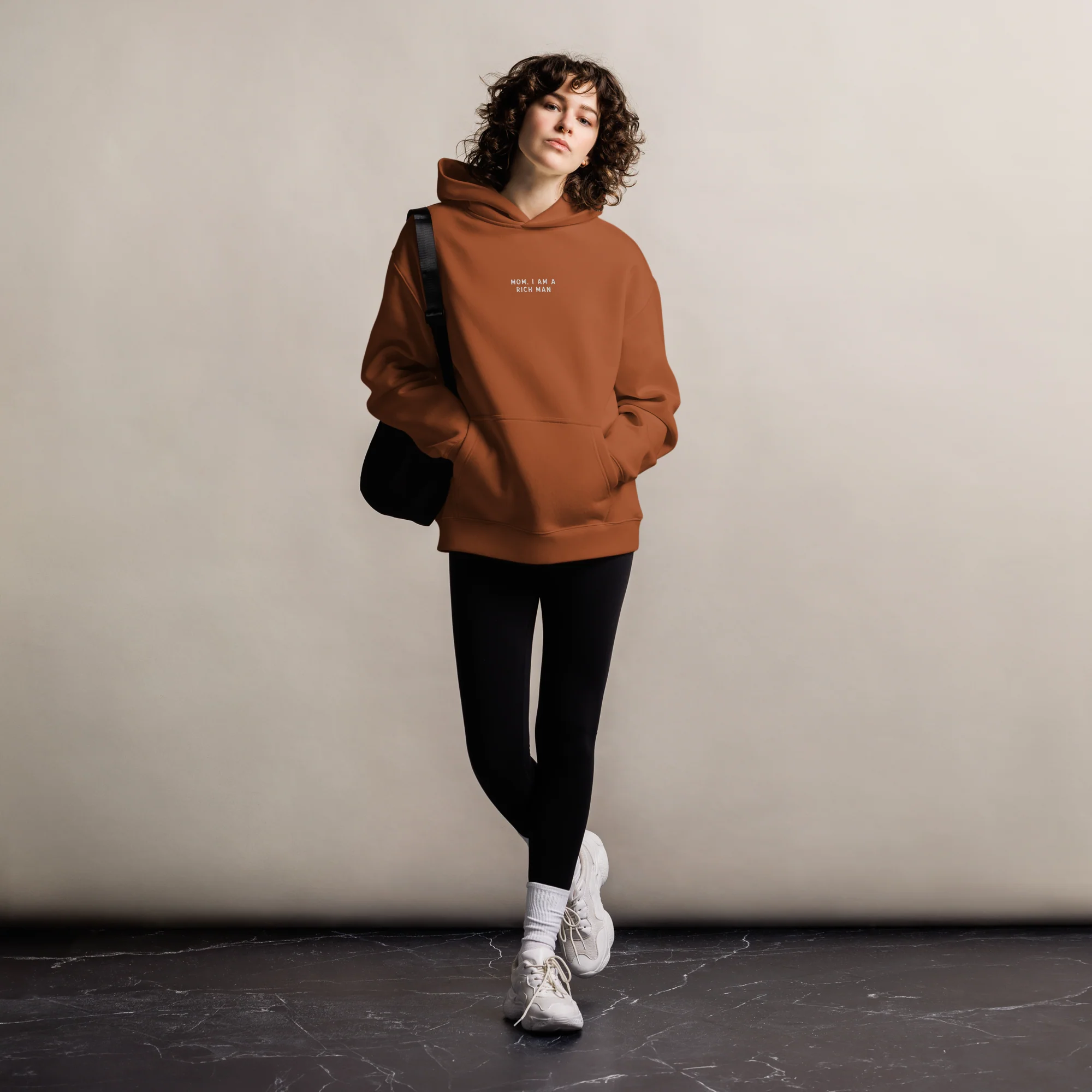 Mom, I am a Rich Man Embroidered Premium Oversized Hoodie - Image 2