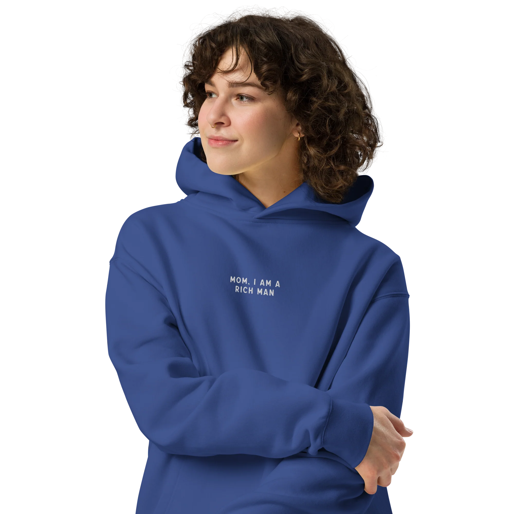 Mom, I am a Rich Man Embroidered Premium Oversized Hoodie - Image 6